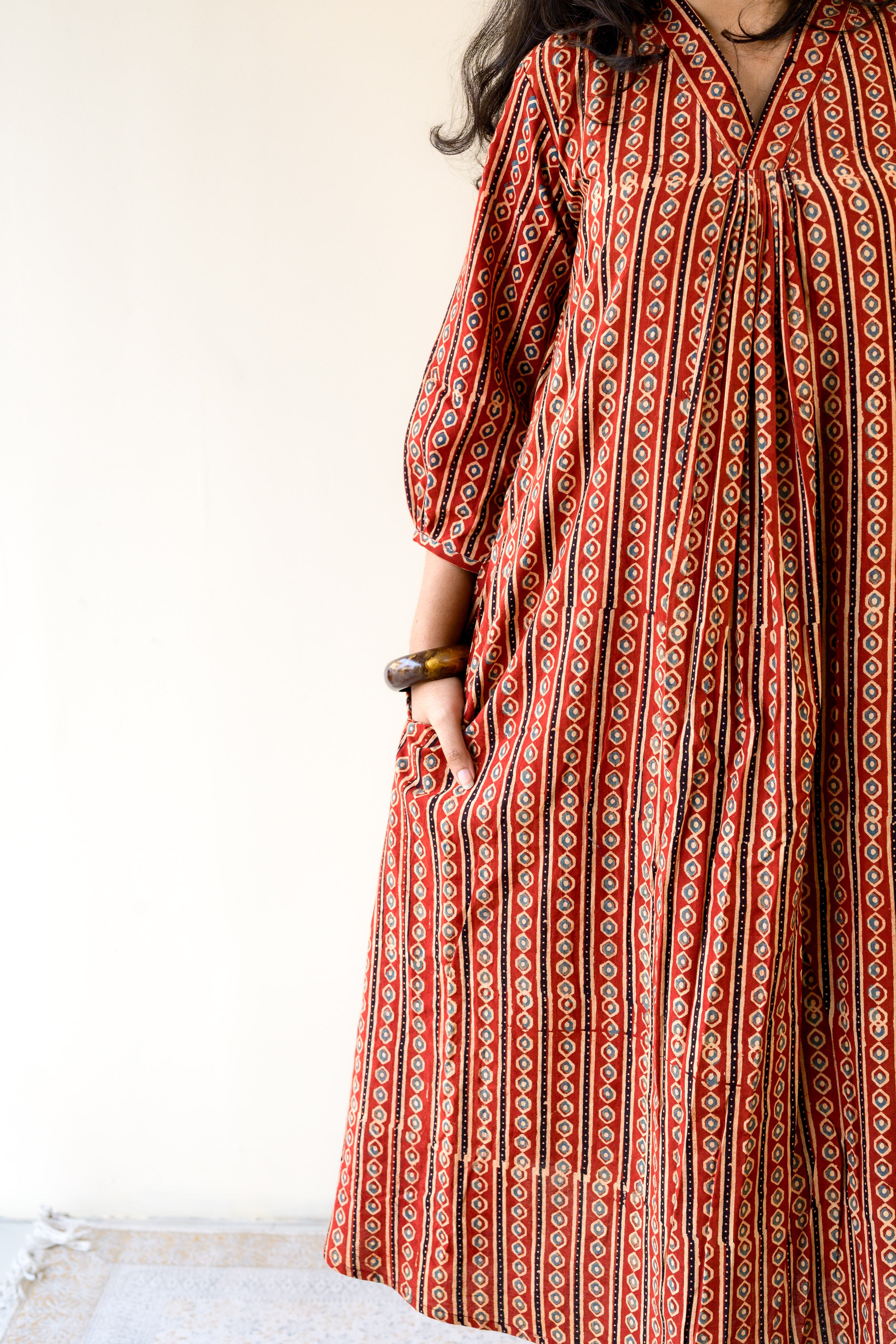 Taraana Ajrakh Stripes Dress