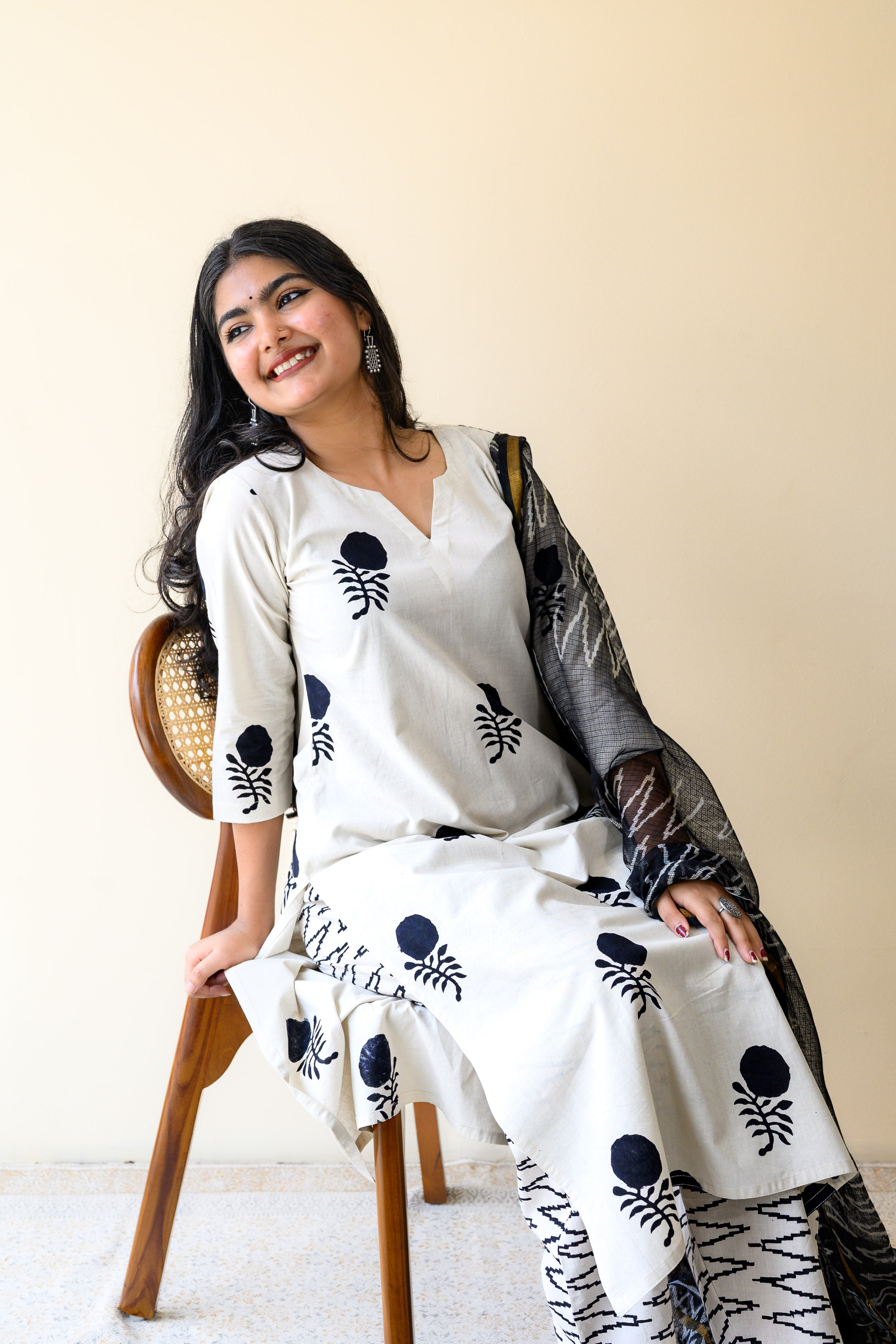 Set of 2- Raaheli Handblock Cotton Kurta & Pants Set
