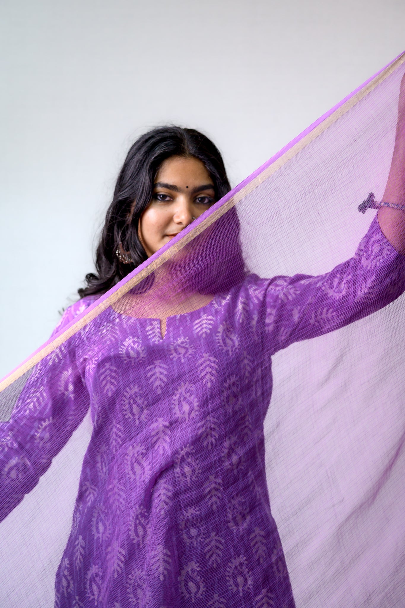 Lavender Plain Kota Doria Dupatta