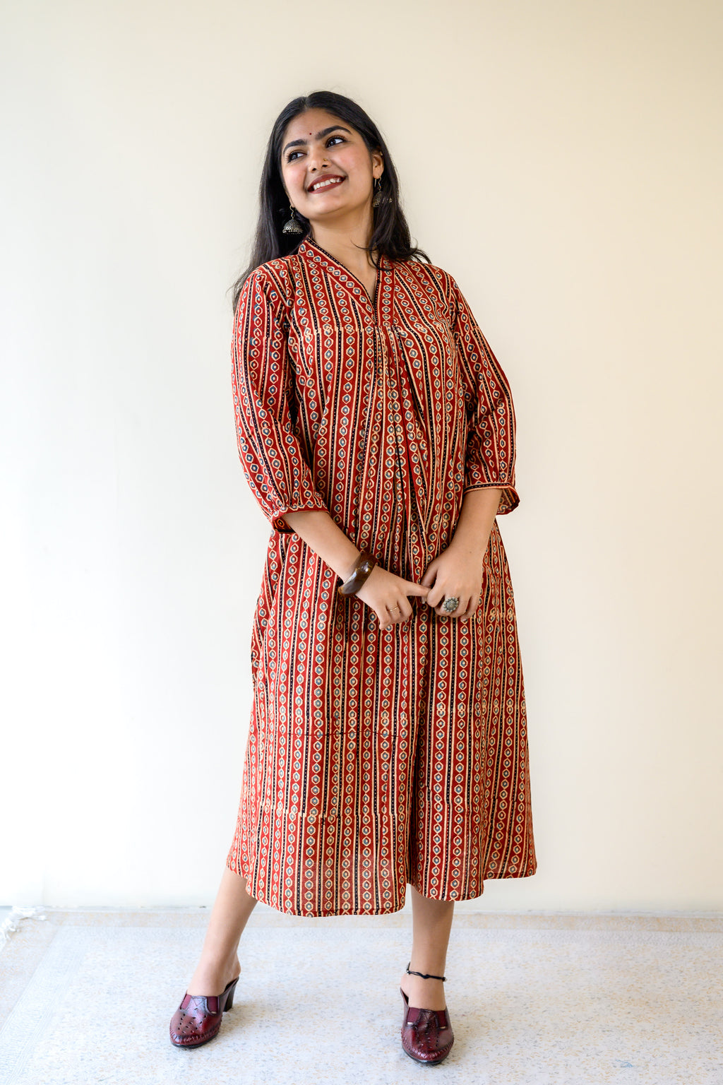 Taraana Ajrakh Stripes Dress