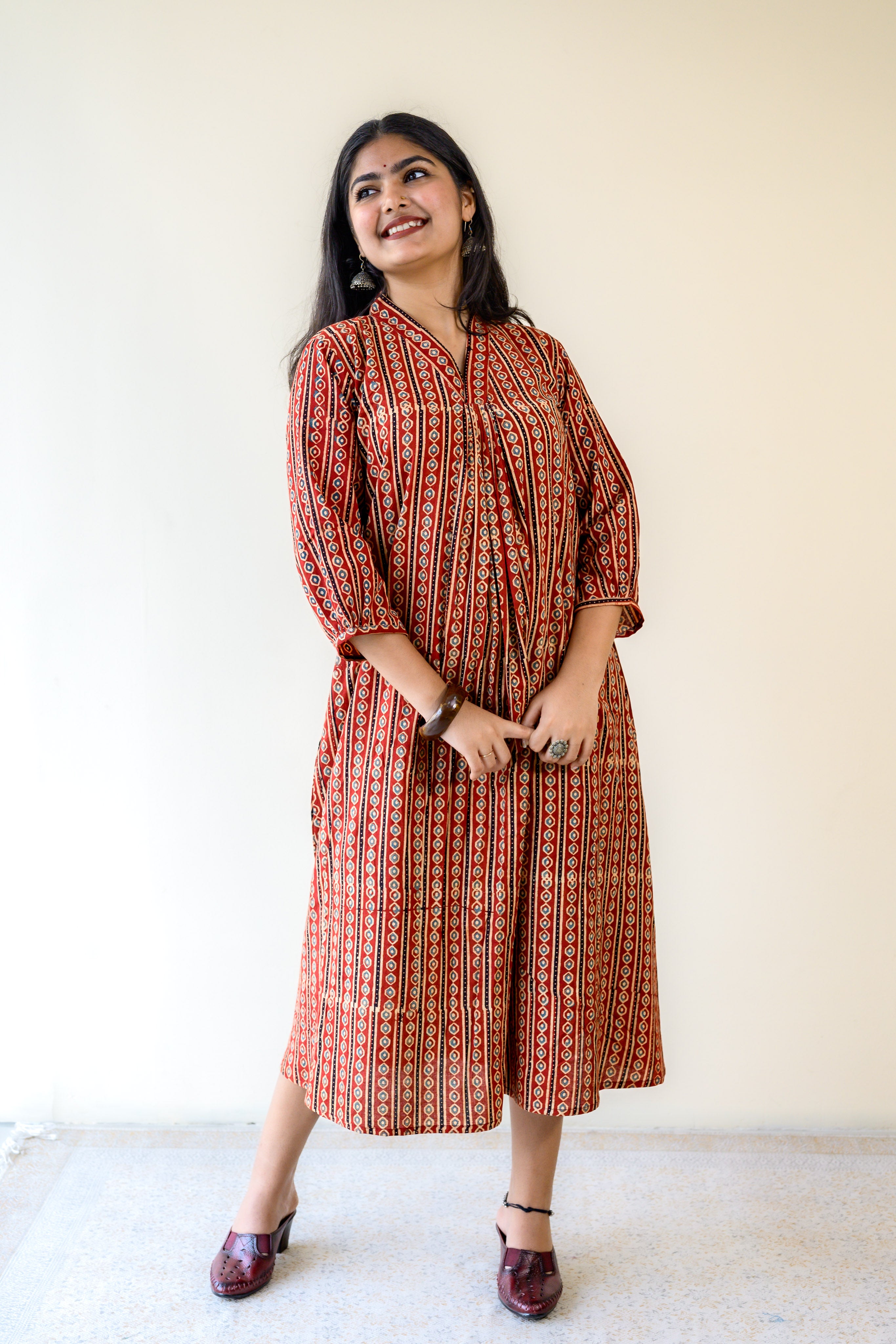 Taraana Ajrakh Stripes Dress