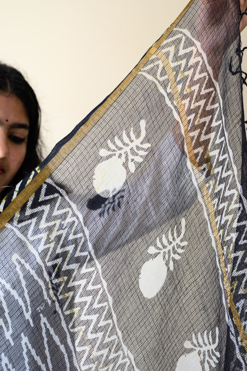 Saaya Handblock Kota Doria Dupatta