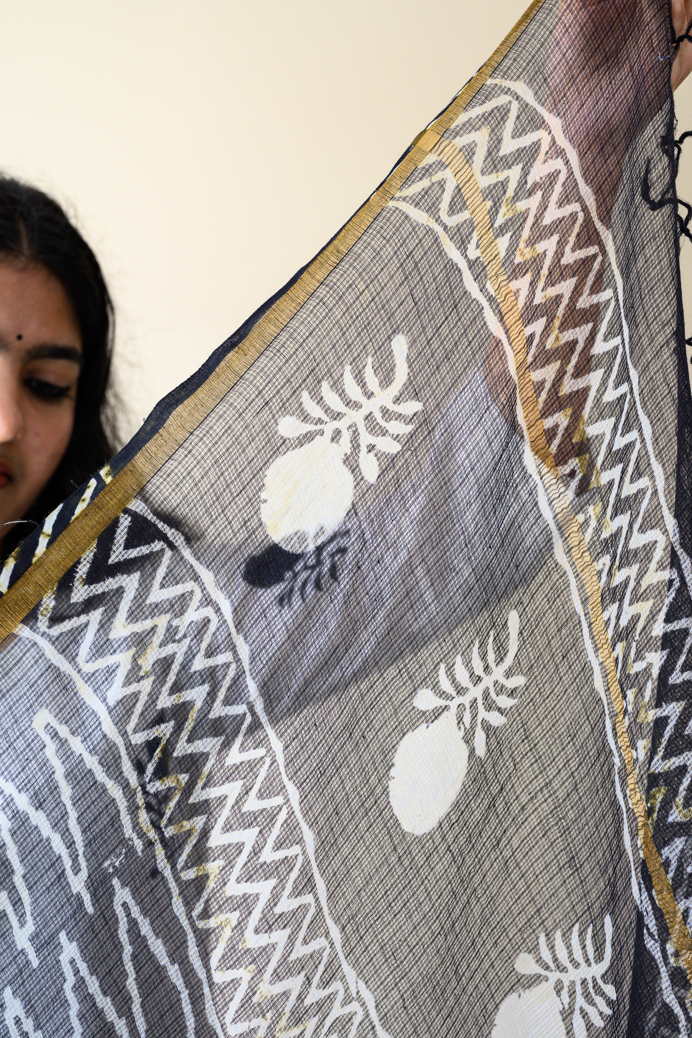 Saaya Handblock Kota Doria Dupatta