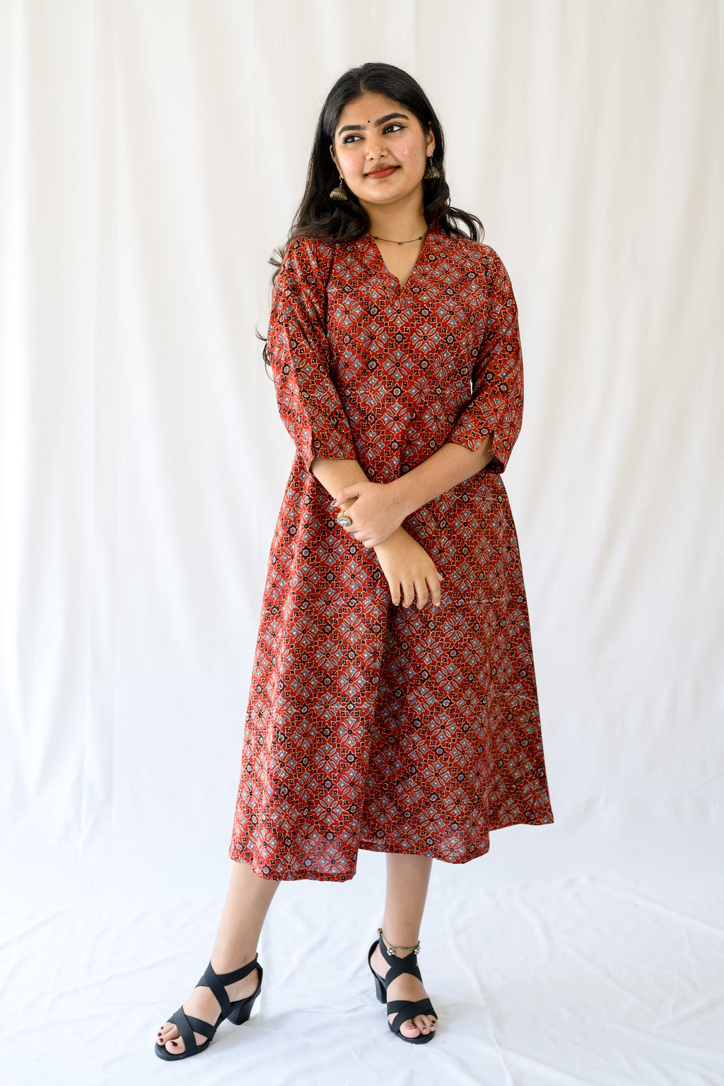 Zareen Madder Red Ajrakh Dress