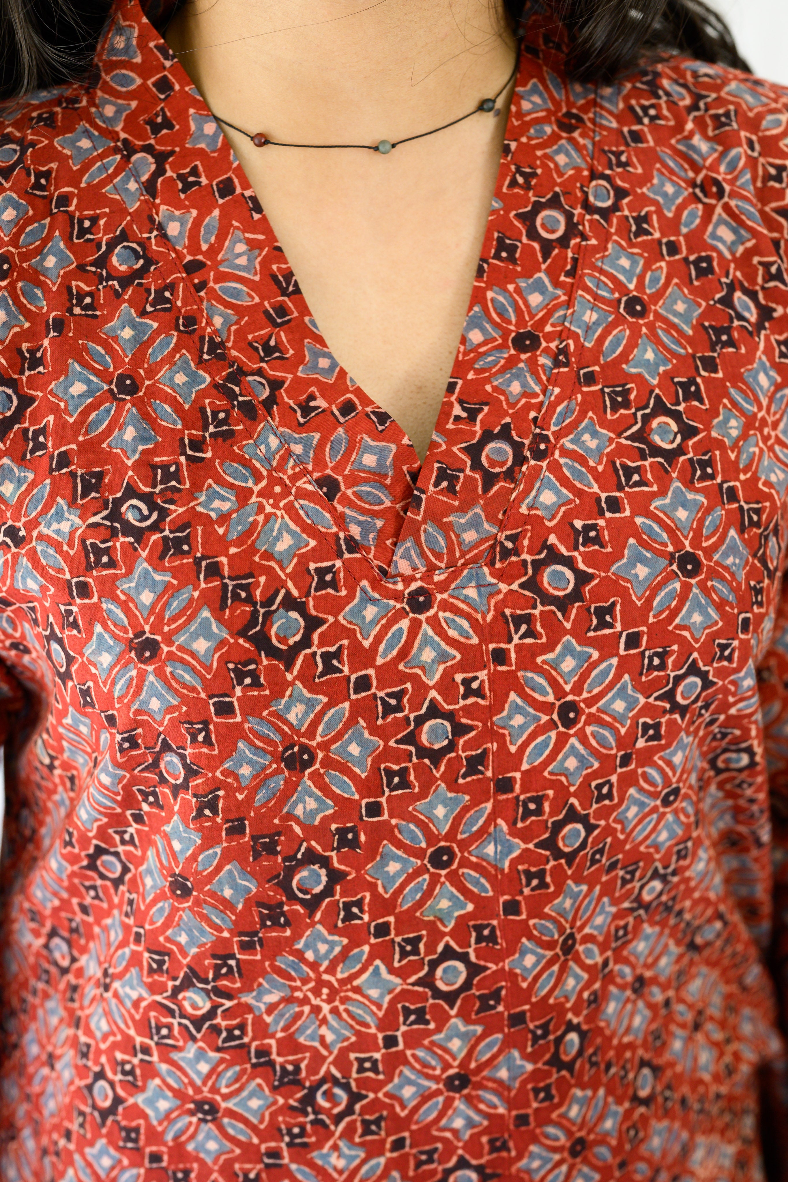 Zareen Madder Red Ajrakh Dress
