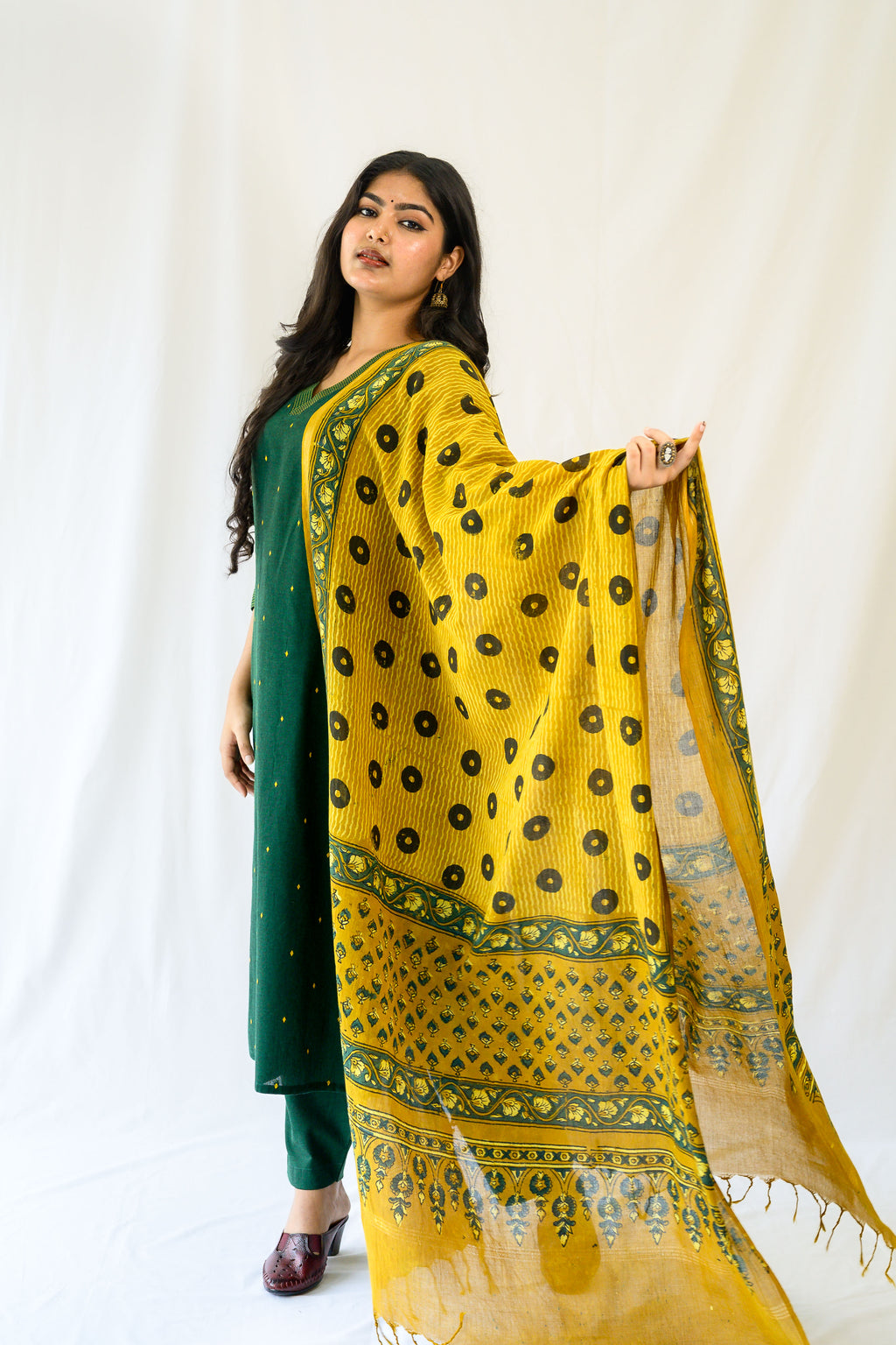 Turmeric Ajrakh Pure Cotton Dupatta