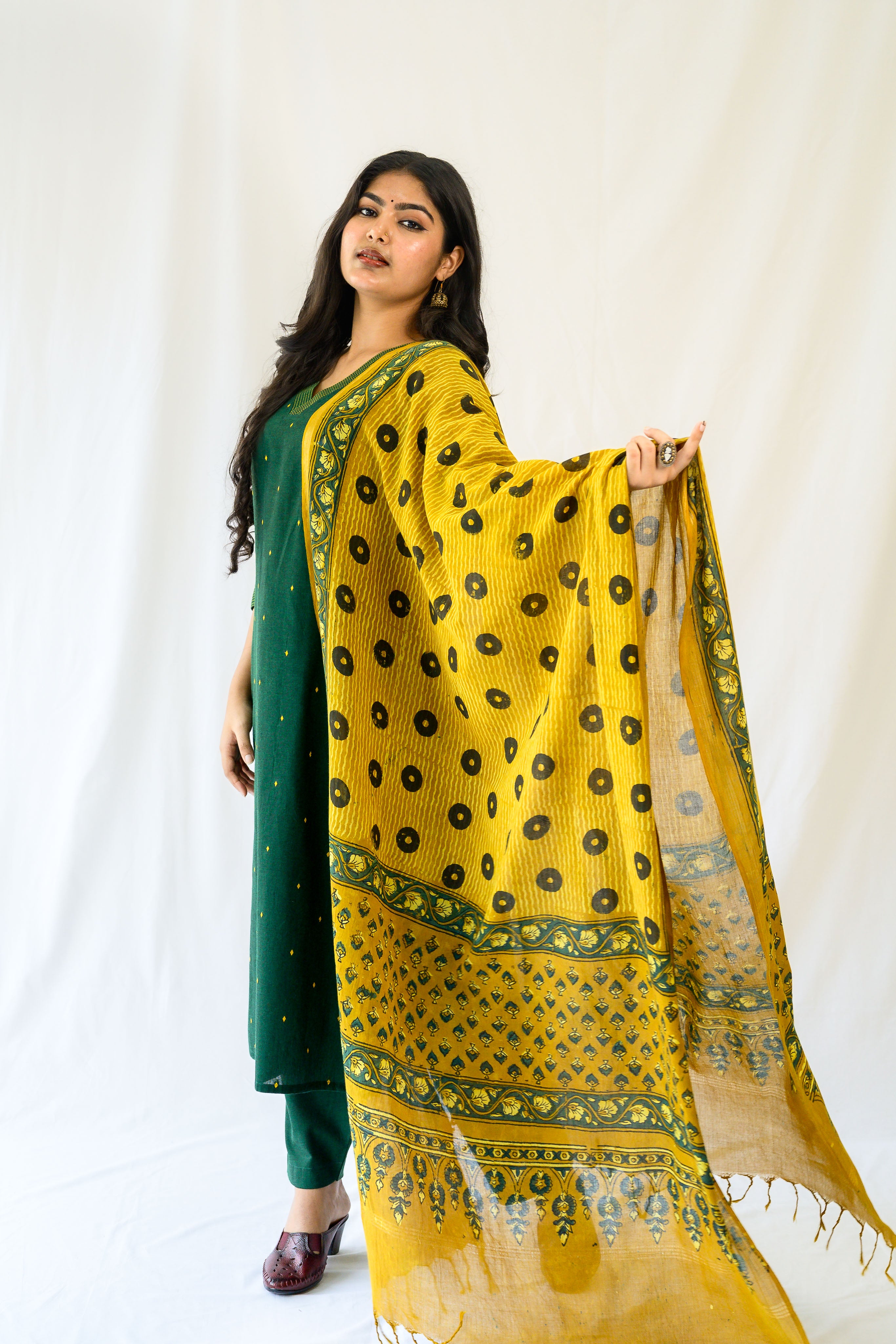 Turmeric Ajrakh Pure Cotton Dupatta