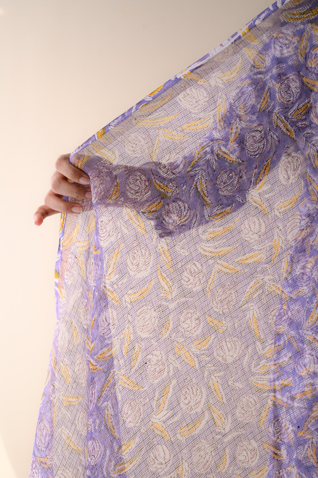Ziya Lavender Sanganeri Kota Doria Dupatta