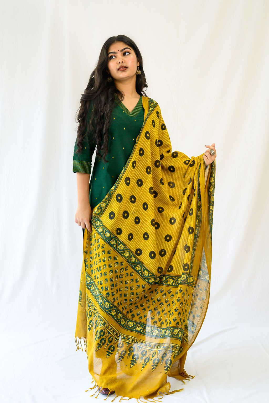 Turmeric Ajrakh Pure Cotton Dupatta