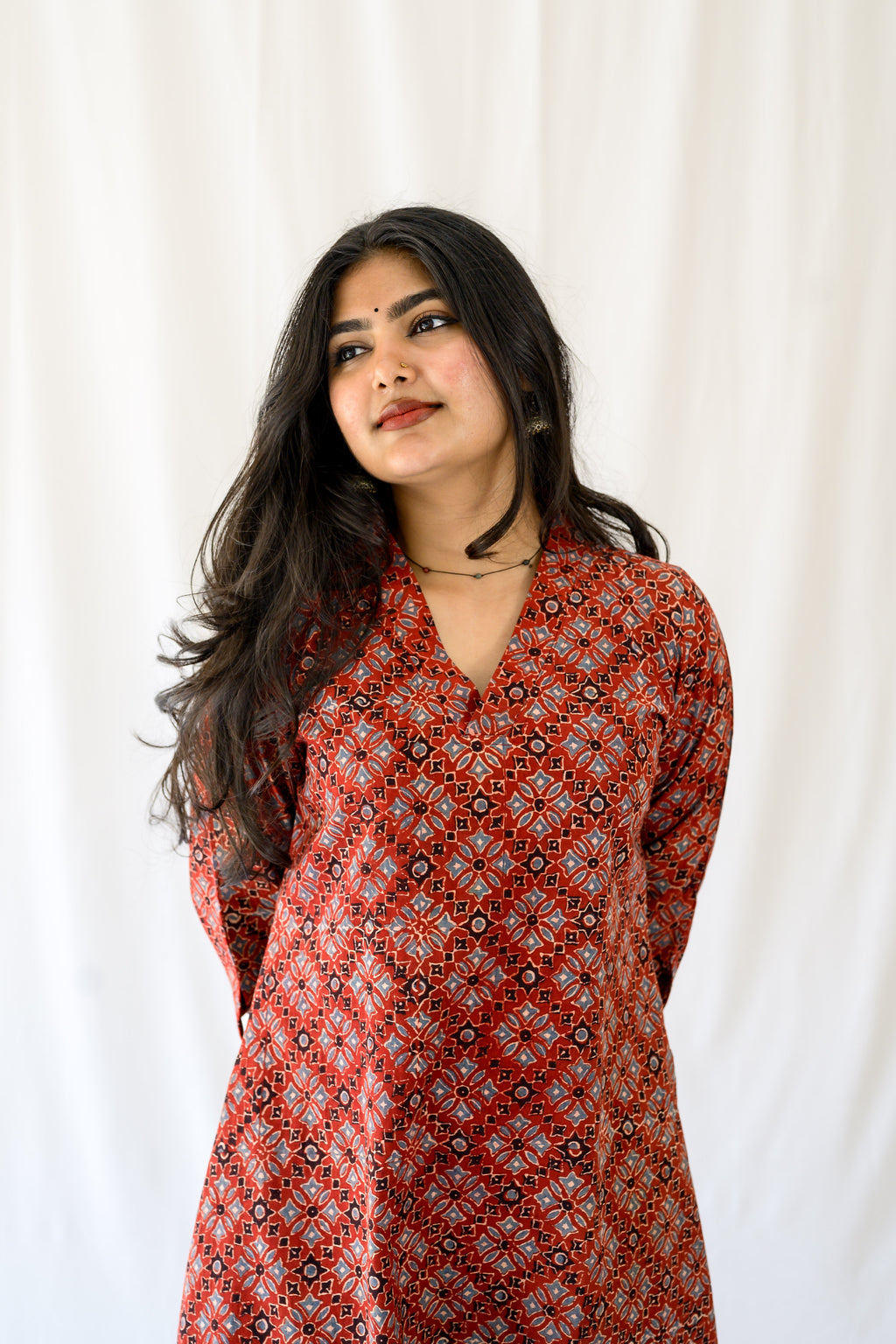 Zareen Madder Red Ajrakh Dress