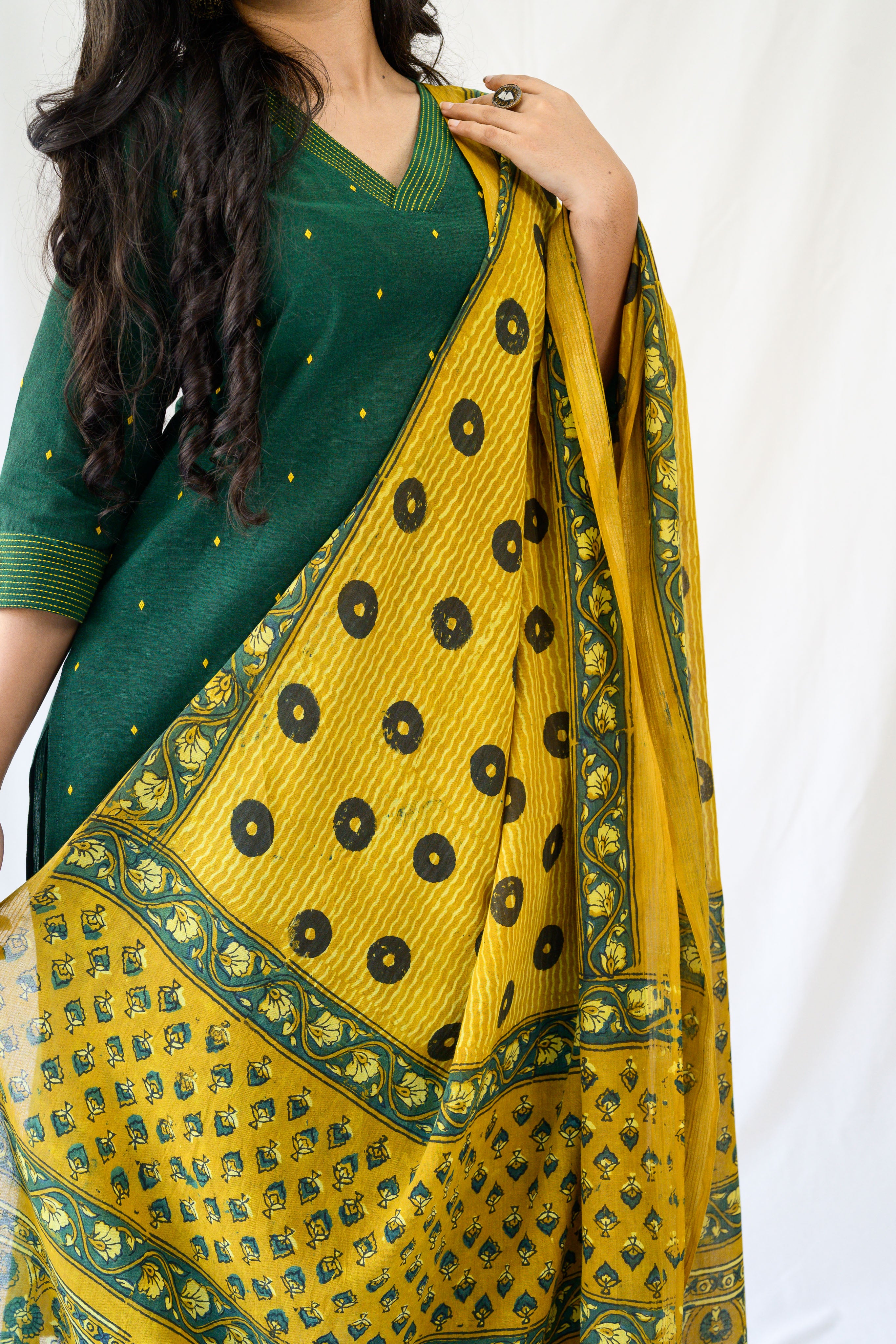 Turmeric Ajrakh Pure Cotton Dupatta