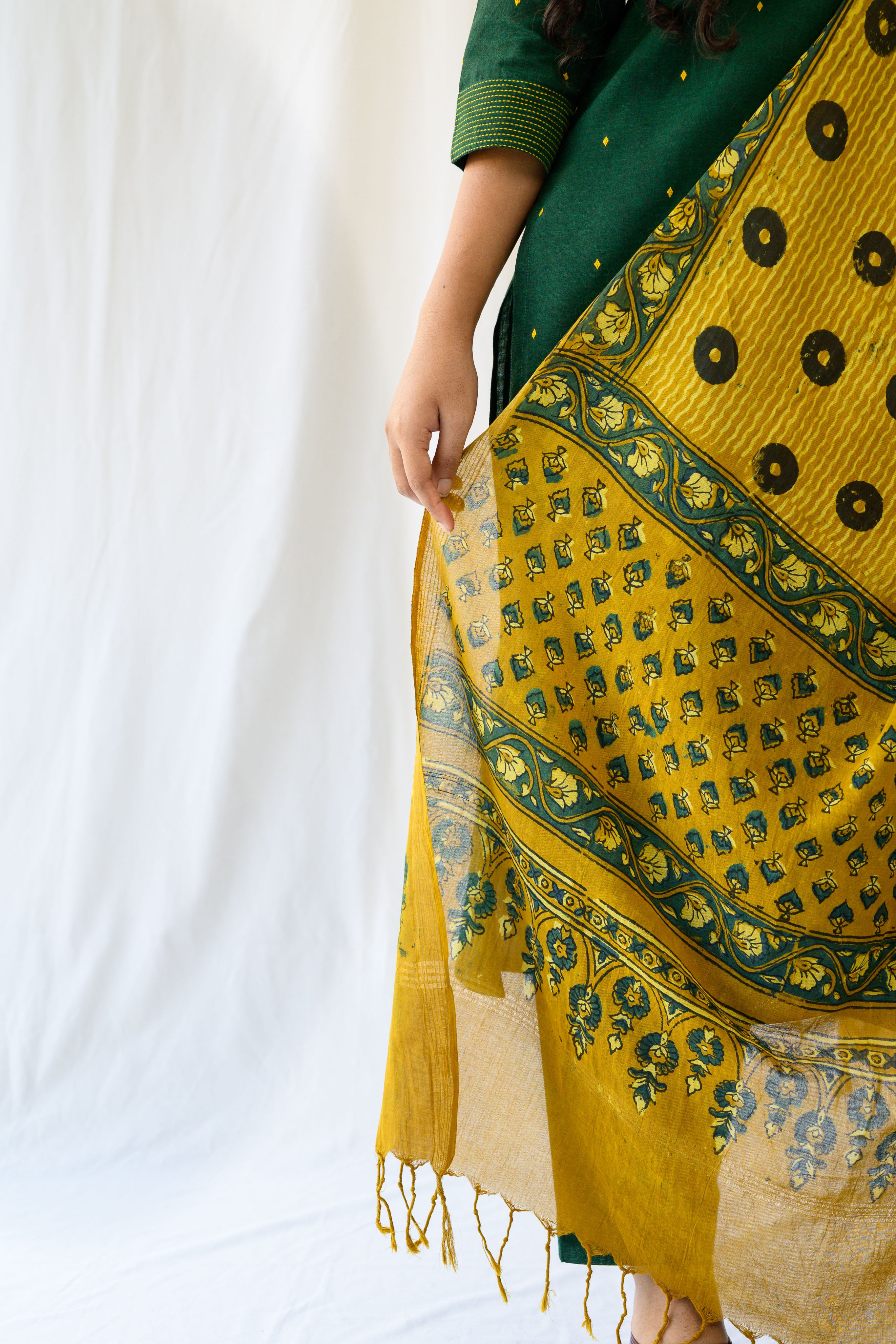 Turmeric Ajrakh Pure Cotton Dupatta
