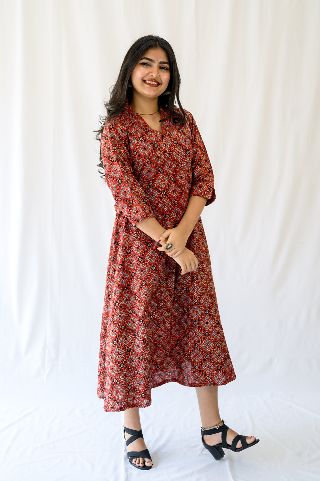 Zareen Madder Red Ajrakh Dress