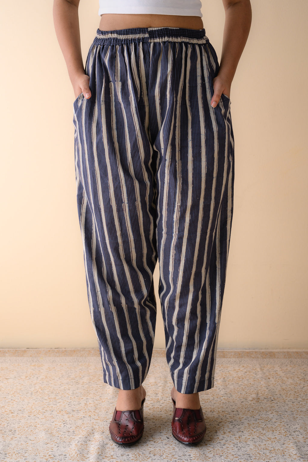 Set of 2- Surmayi Dusty Indigo Dabu Cotton Kurta & Pants Set