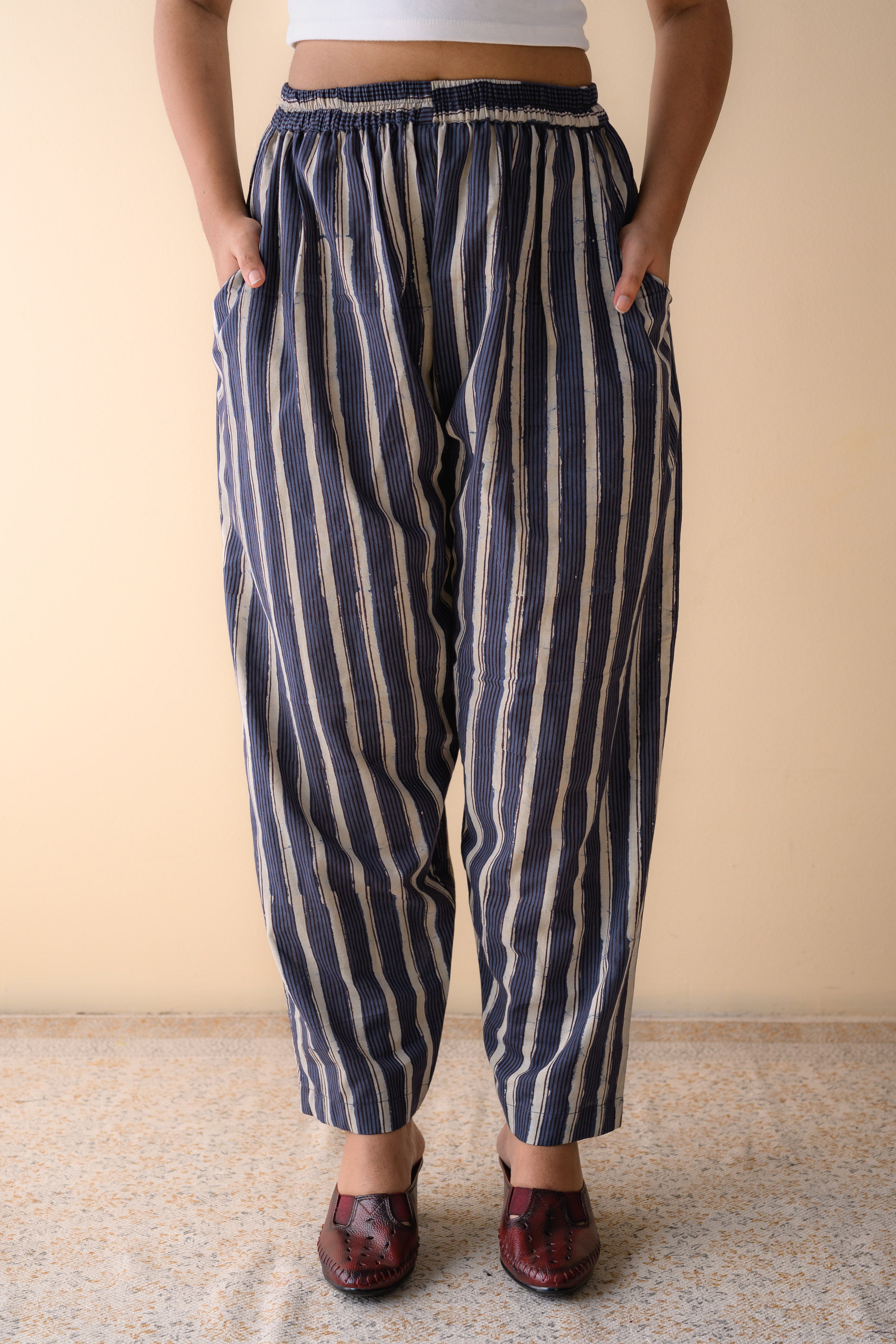 Set of 2- Surmayi Dusty Indigo Dabu Cotton Kurta & Pants Set