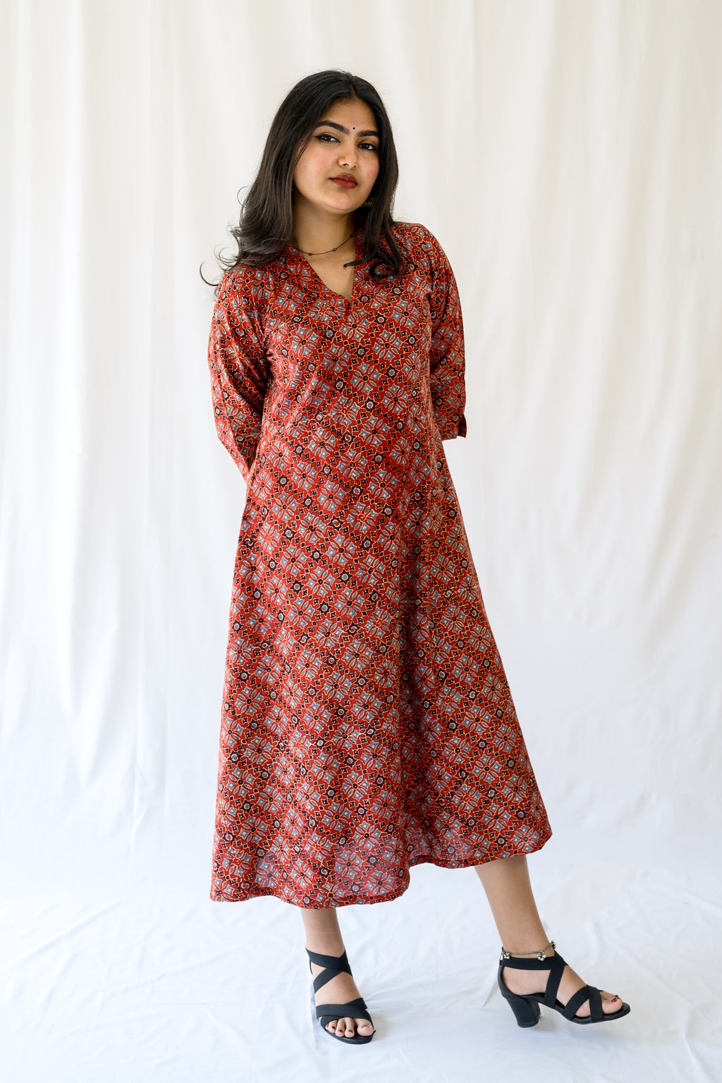 Zareen Madder Red Ajrakh Dress