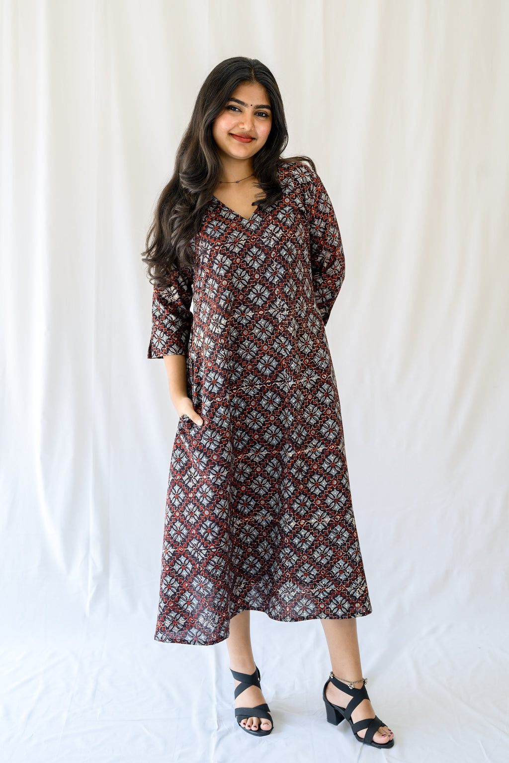 Zareen Black Ajrakh Dress