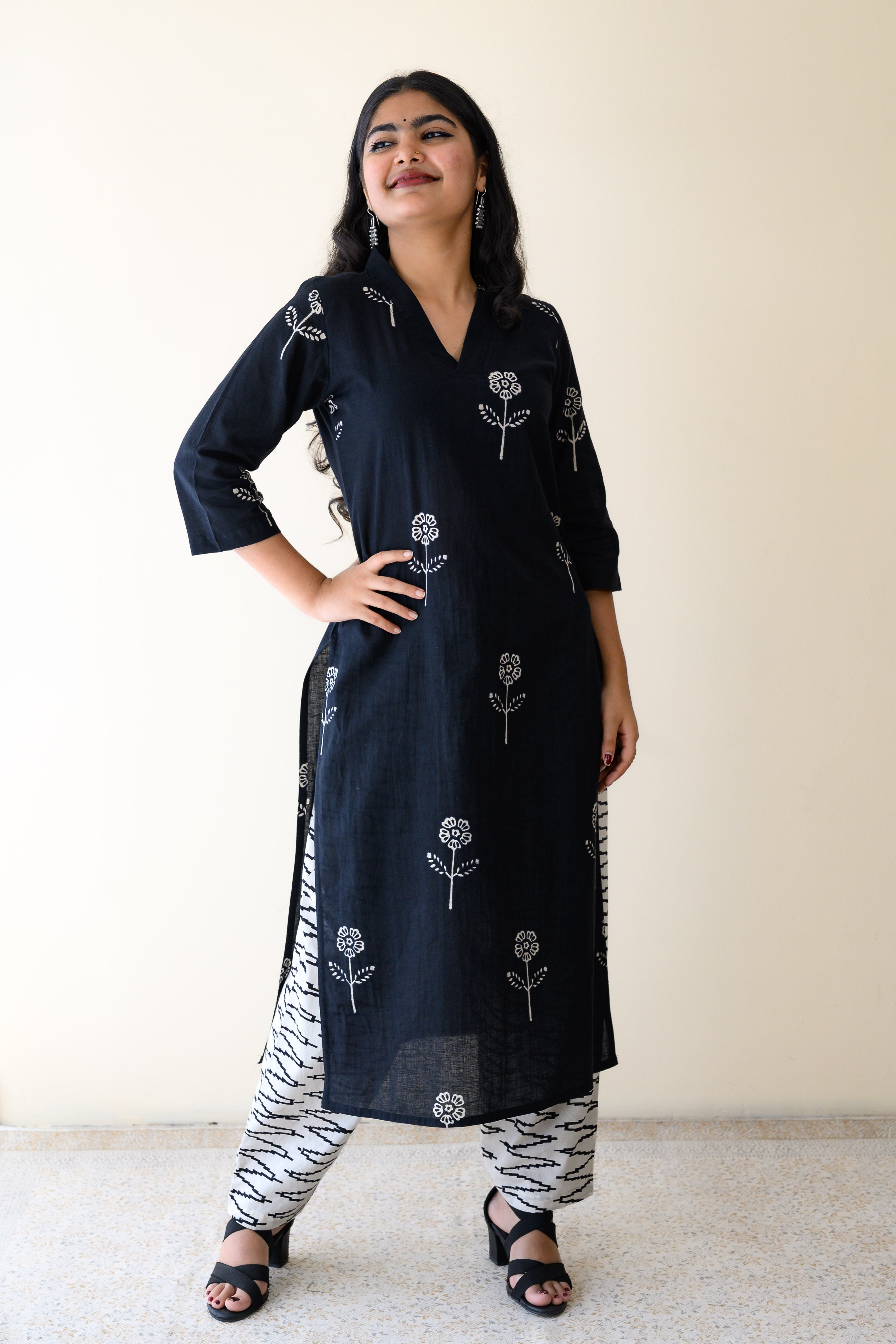 Set of 2-Mahelia Dabu Cotton Kurta & Pants Set