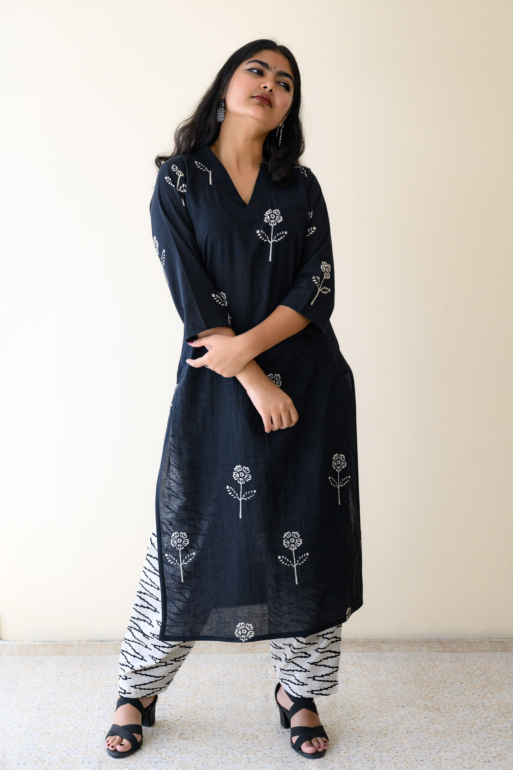 Set of 2-Mahelia Dabu Cotton Kurta & Pants Set