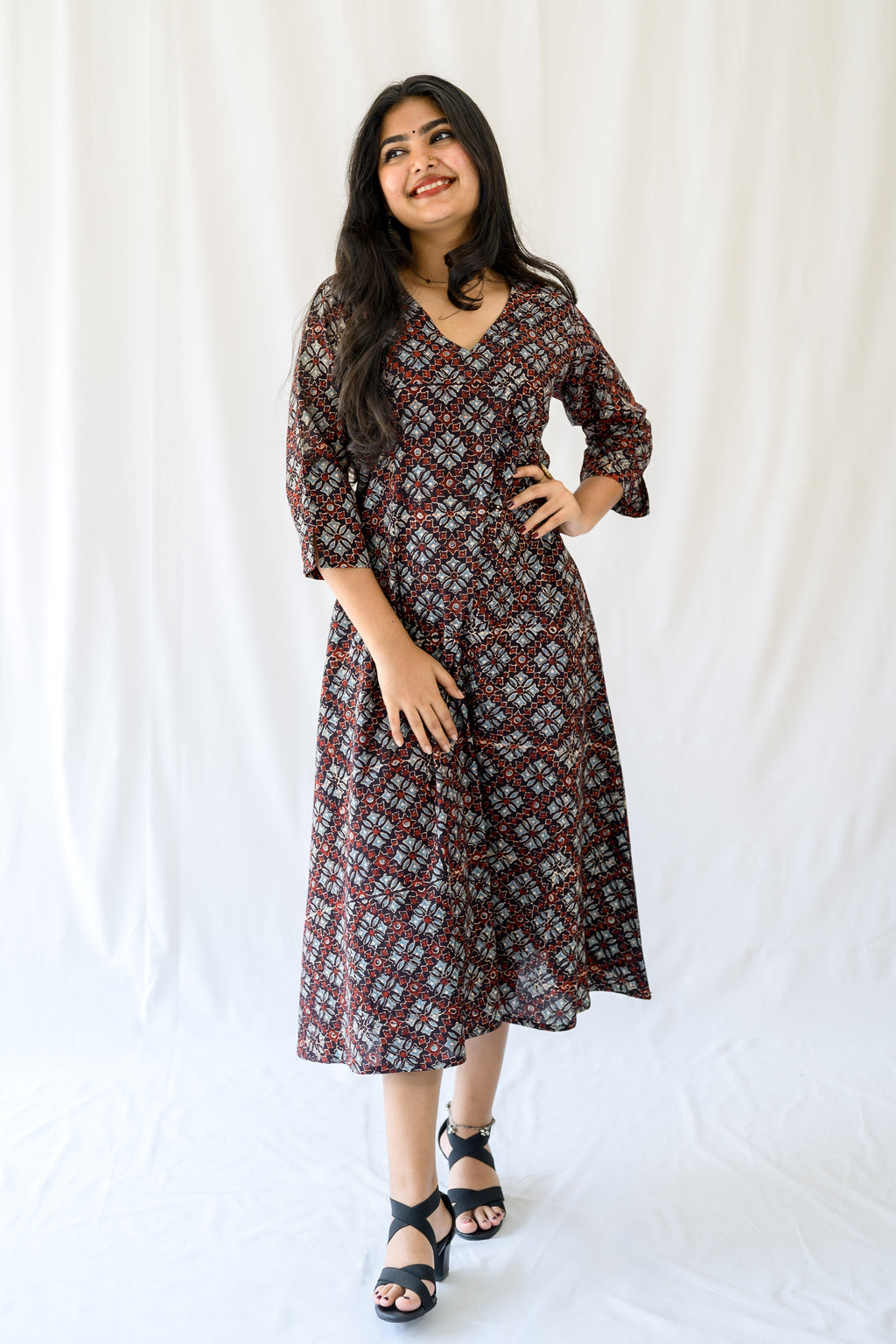 Zareen Black Ajrakh Dress
