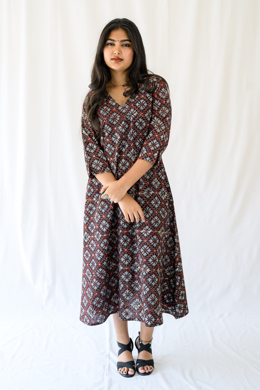 Zareen Black Ajrakh Dress