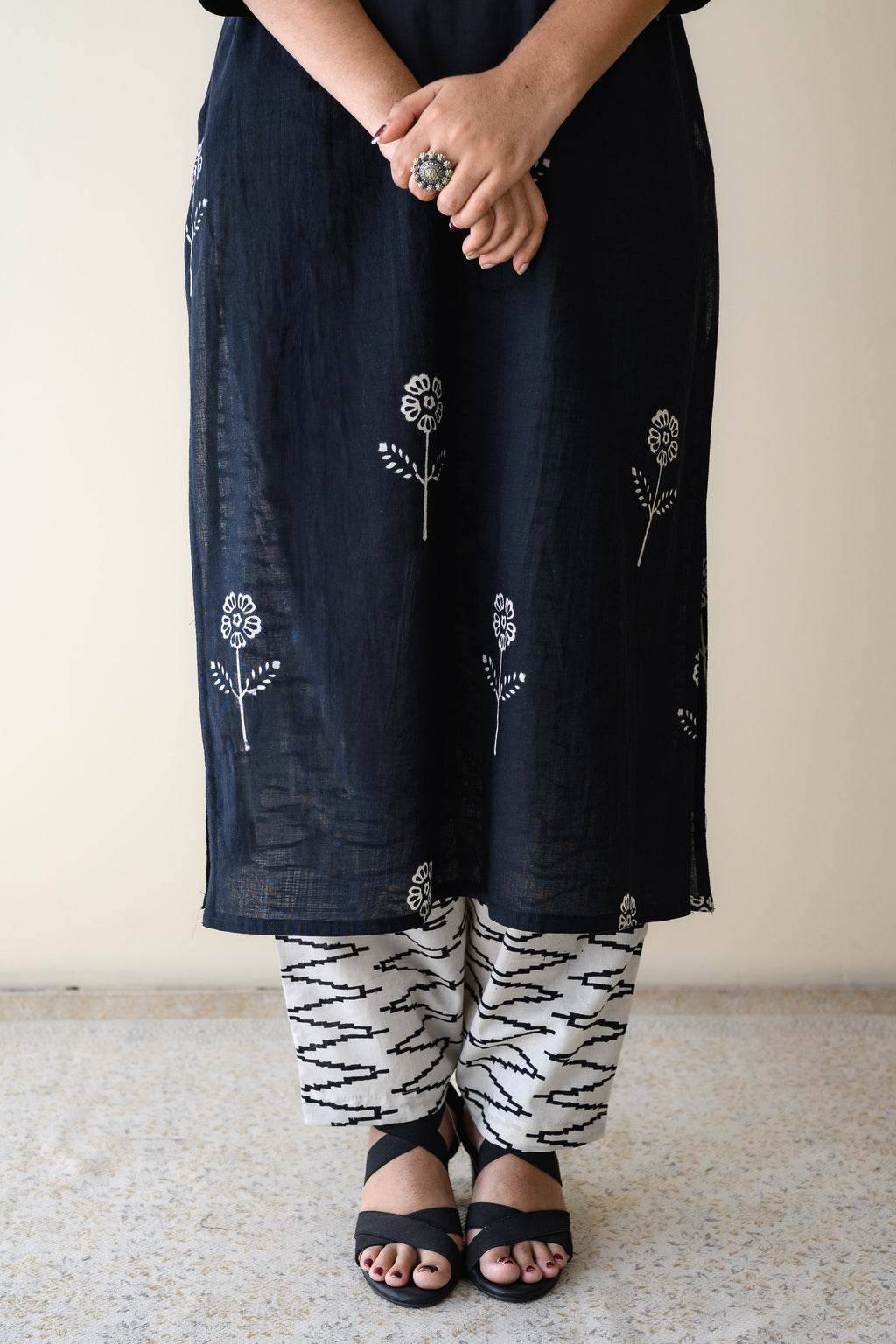 Set of 2-Mahelia Dabu Cotton Kurta & Pants Set