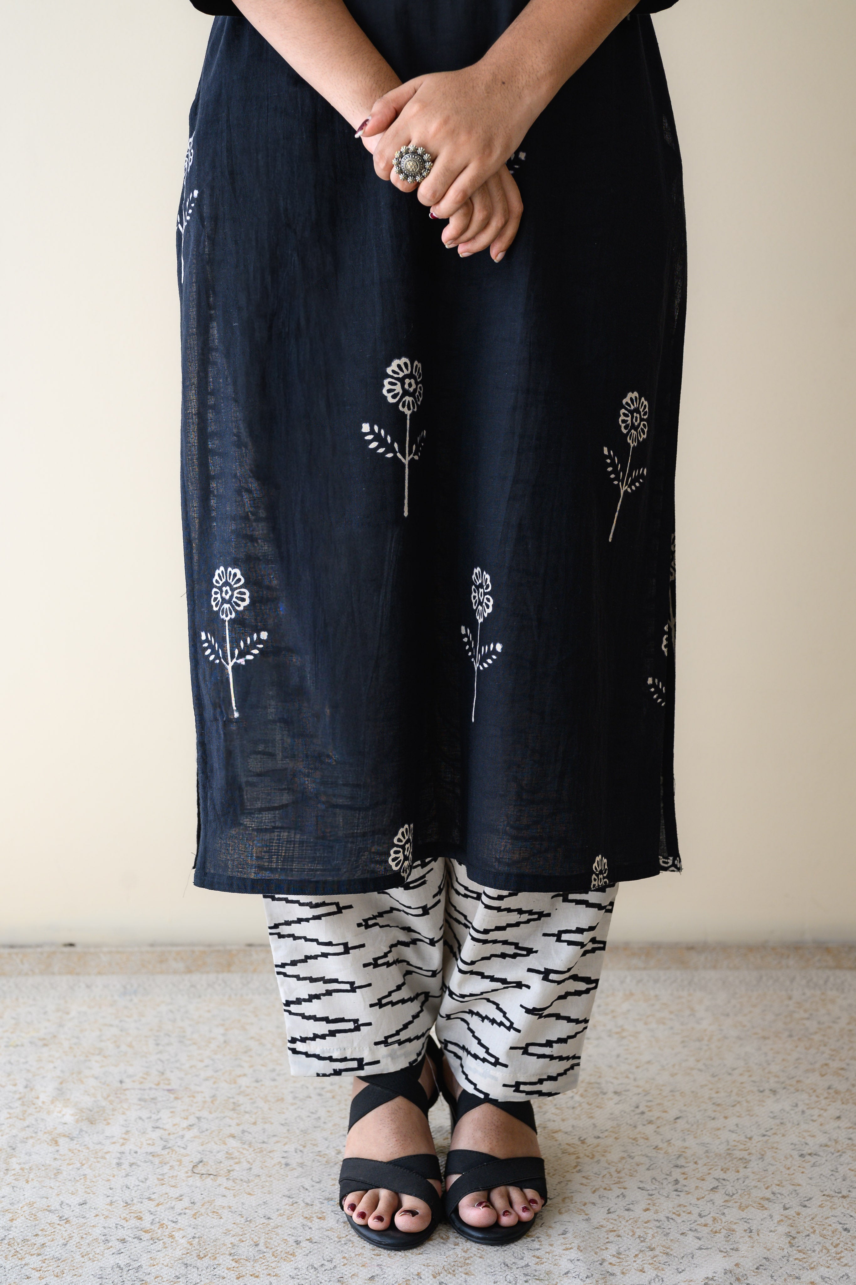 Set of 2-Mahelia Dabu Cotton Kurta & Pants Set