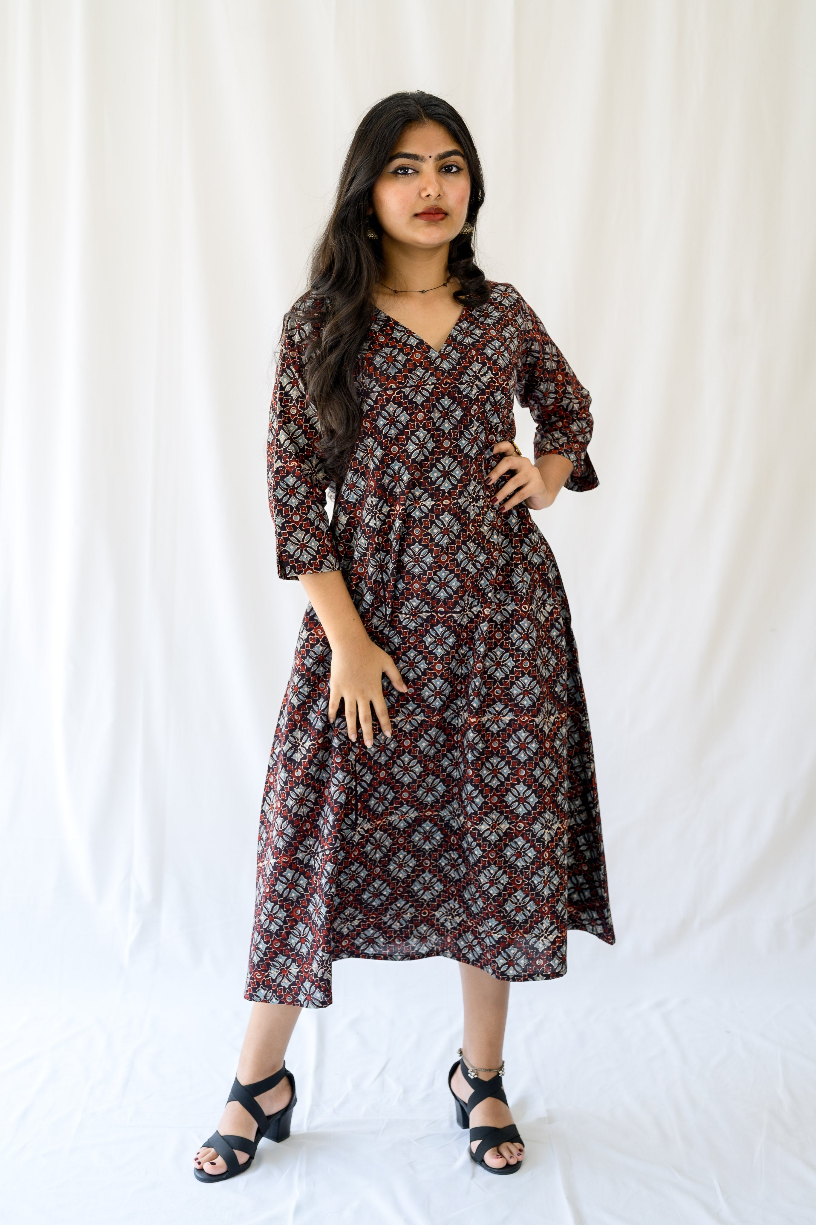 Zareen Black Ajrakh Dress