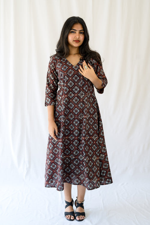 Zareen Black Ajrakh Dress
