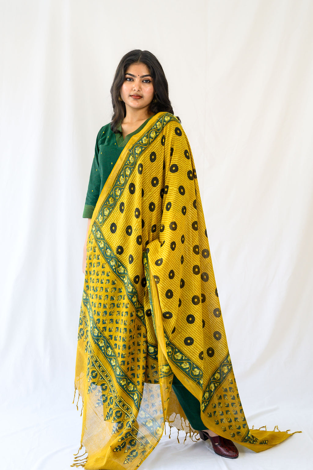 Turmeric Ajrakh Pure Cotton Dupatta