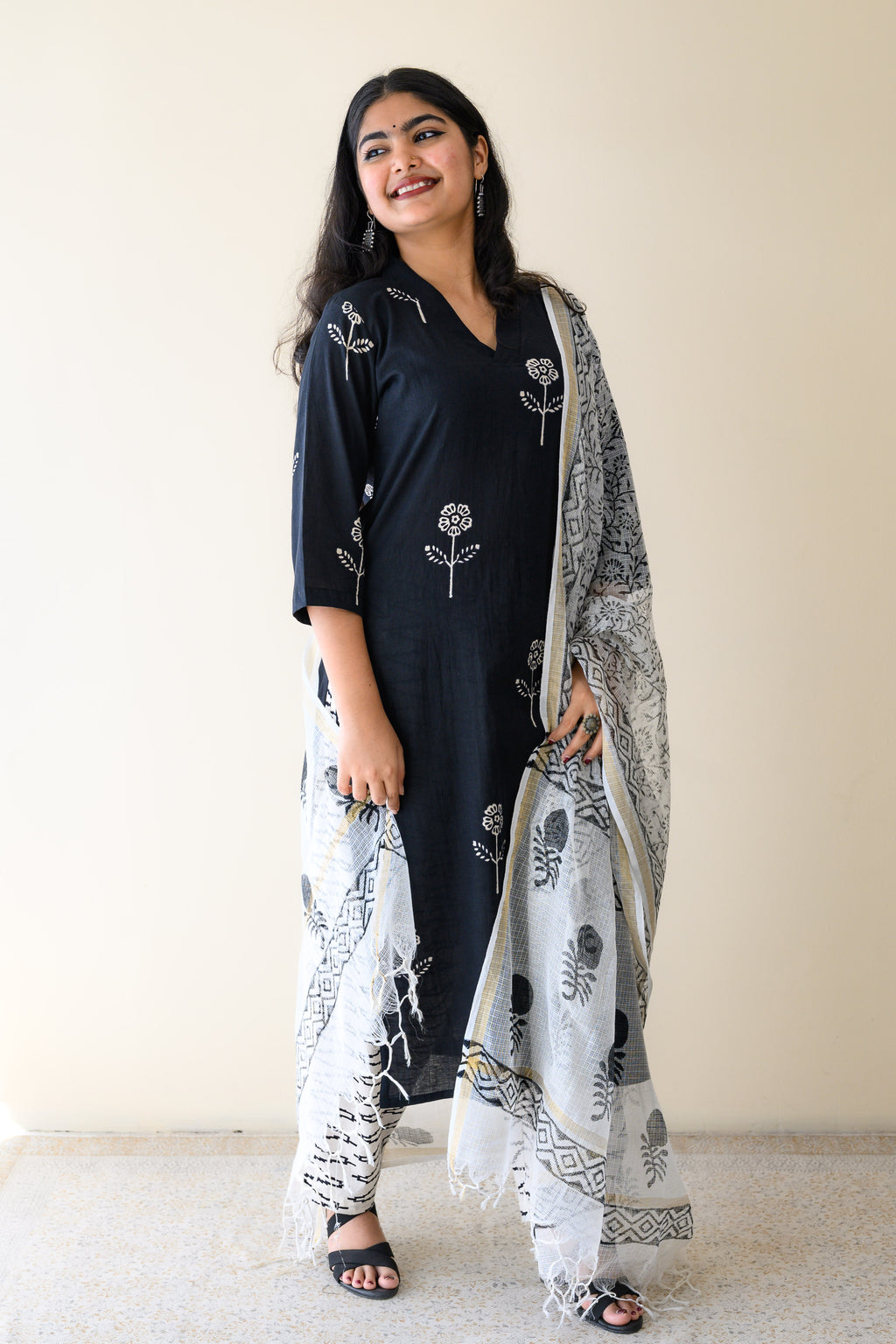 Set of 2-Mahelia Dabu Cotton Kurta & Pants Set