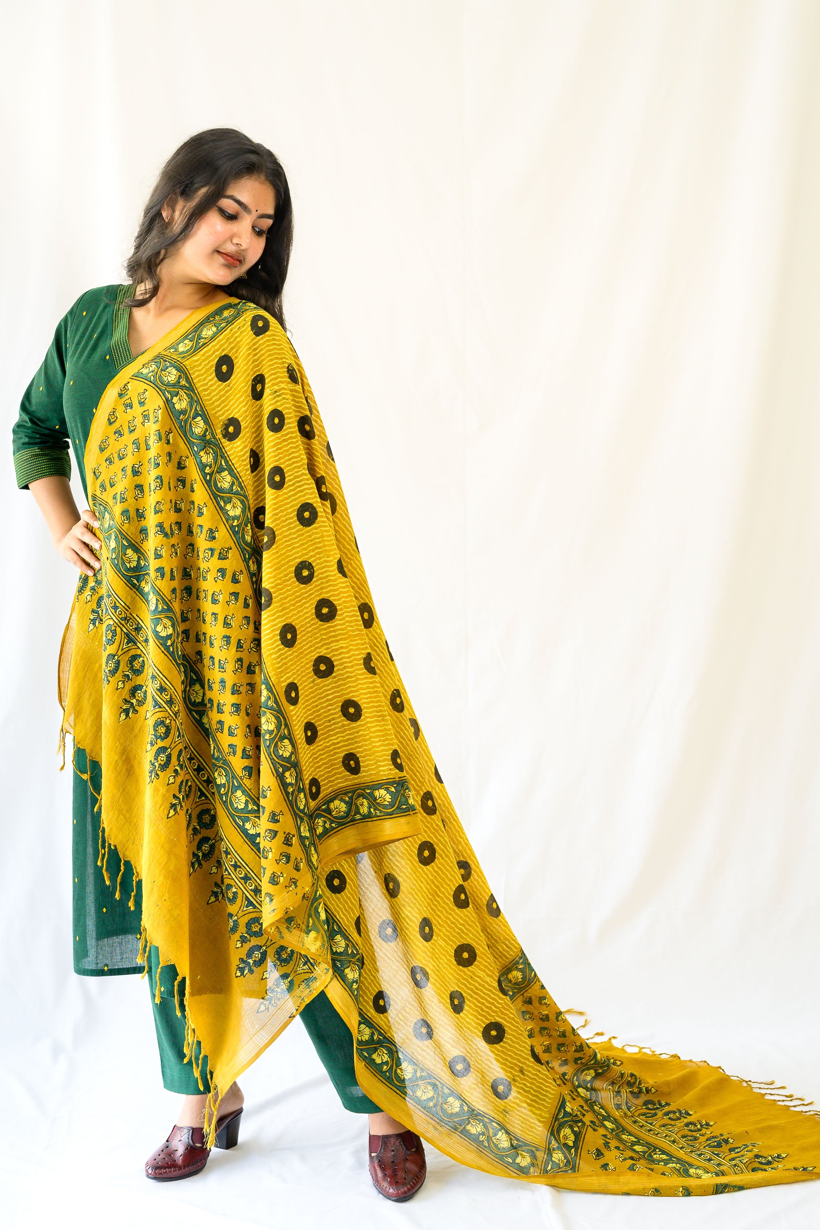 Turmeric Ajrakh Pure Cotton Dupatta