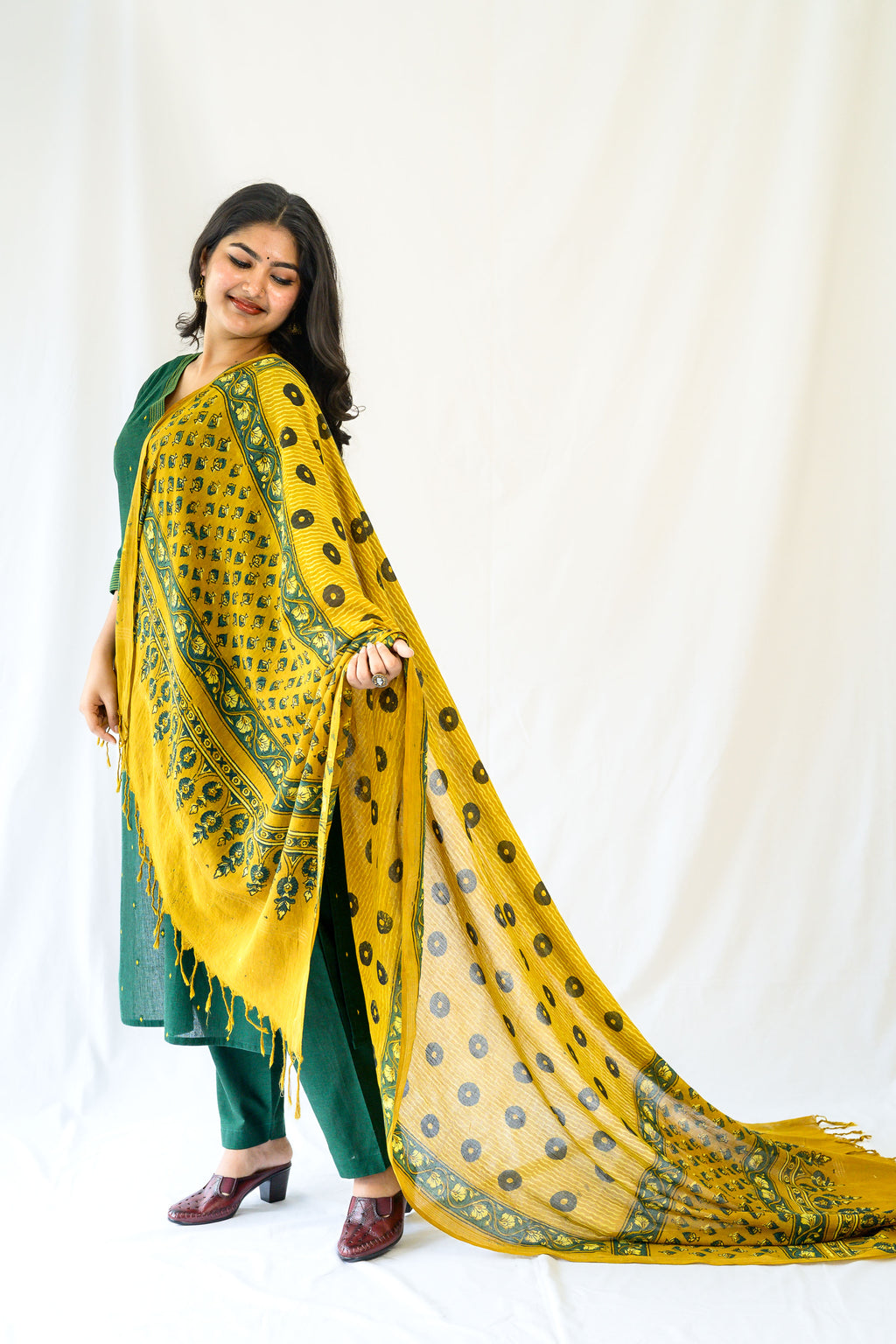 Turmeric Ajrakh Pure Cotton Dupatta