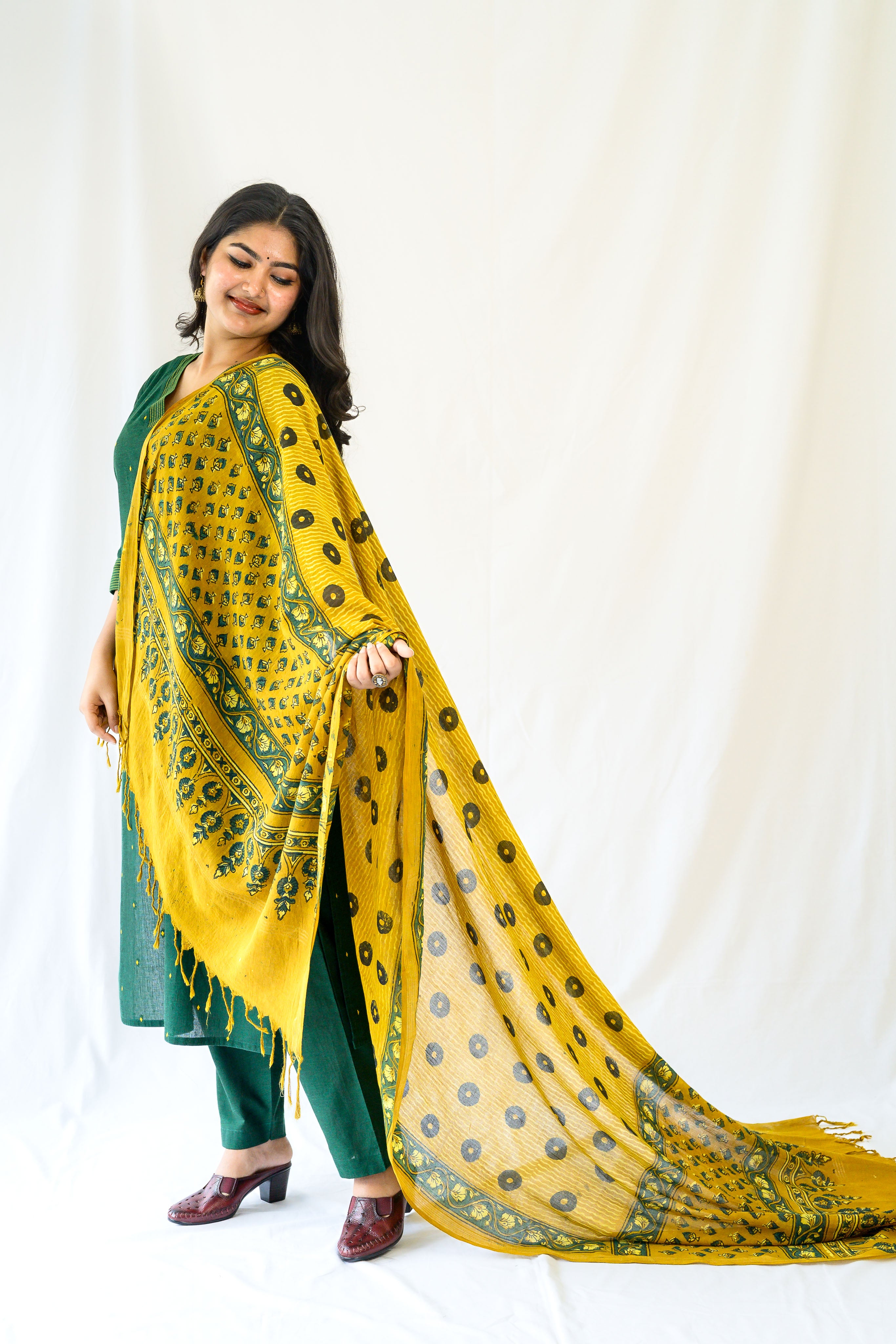Turmeric Ajrakh Pure Cotton Dupatta