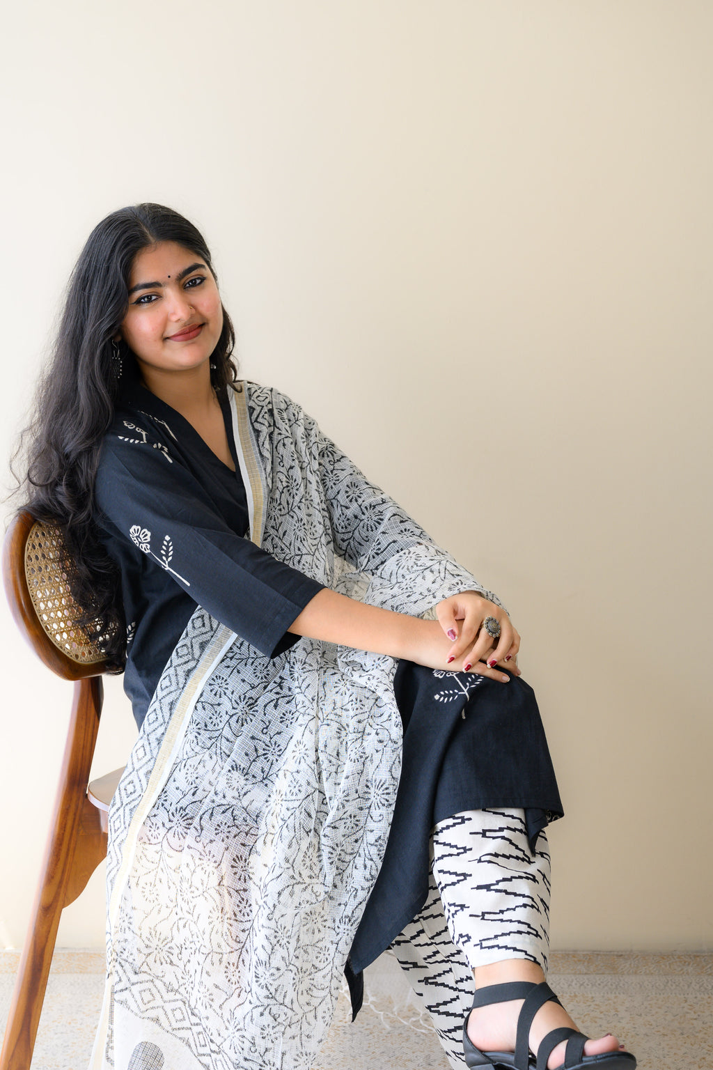 Set of 2-Mahelia Dabu Cotton Kurta & Pants Set