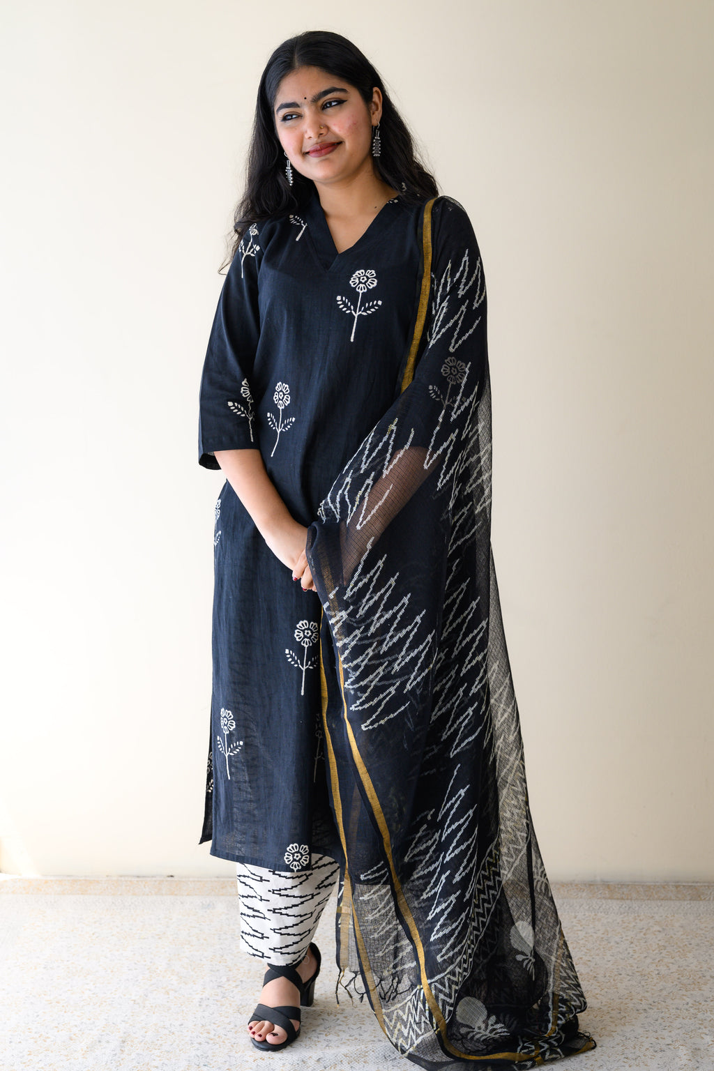 Set of 2-Mahelia Dabu Cotton Kurta & Pants Set