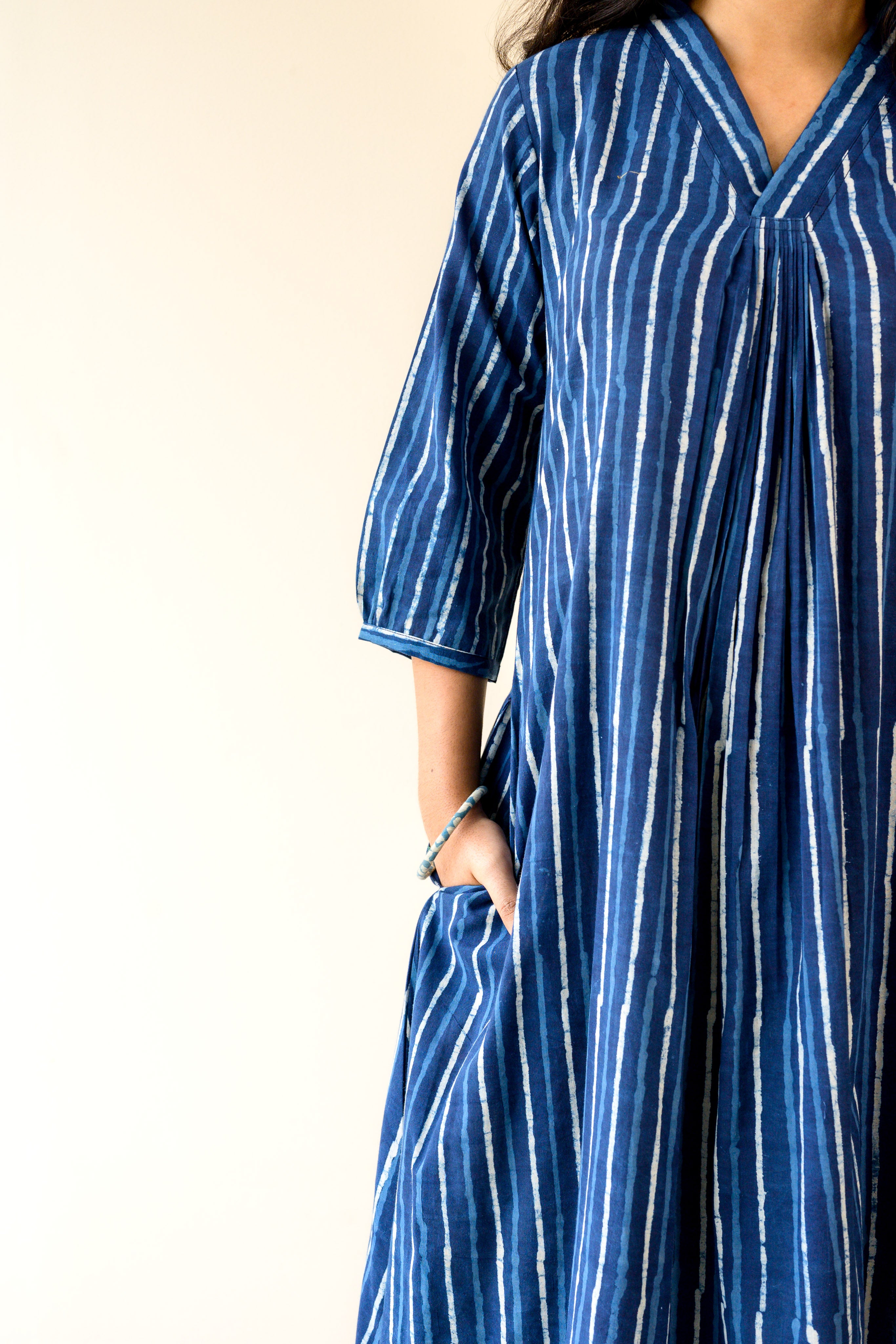 Leher Indigo Dabu Cotton Dress