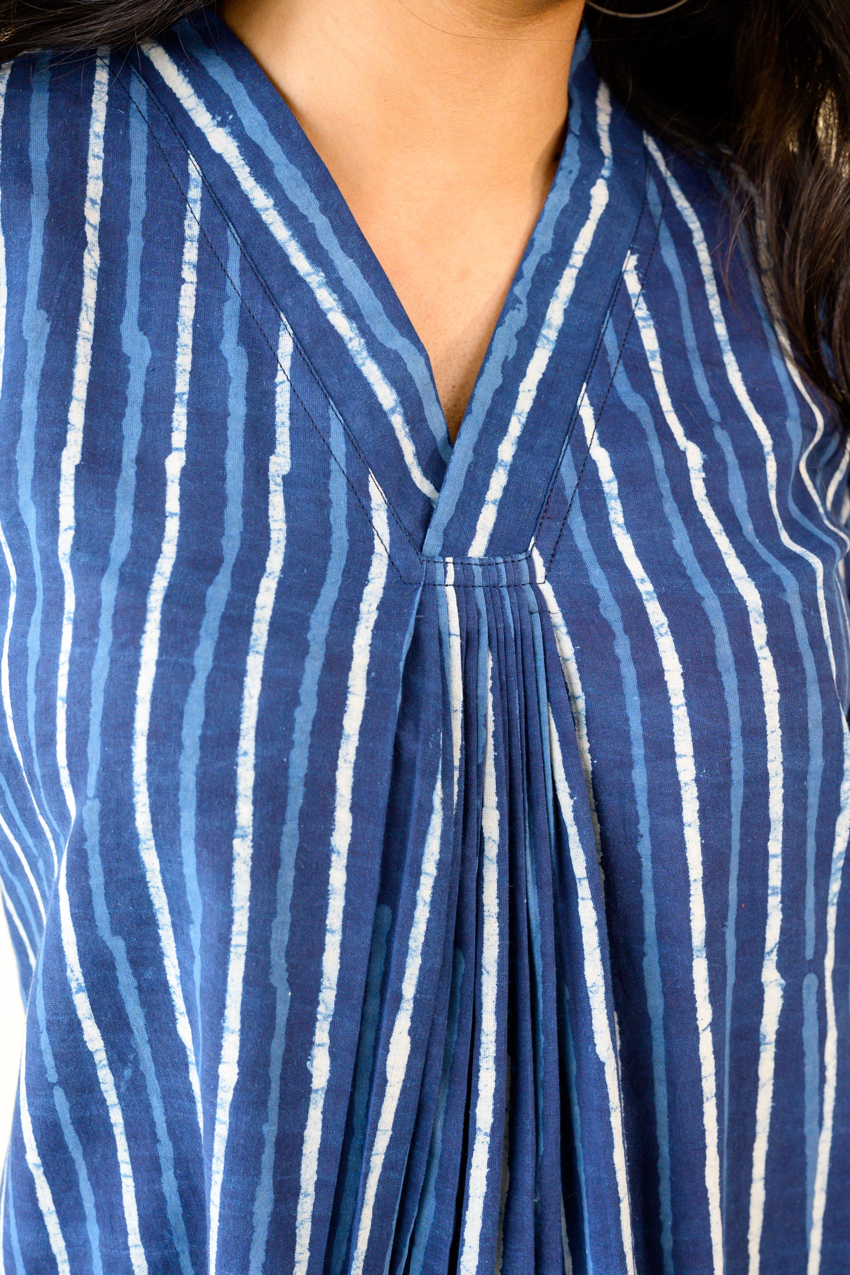 Leher Indigo Dabu Cotton Dress