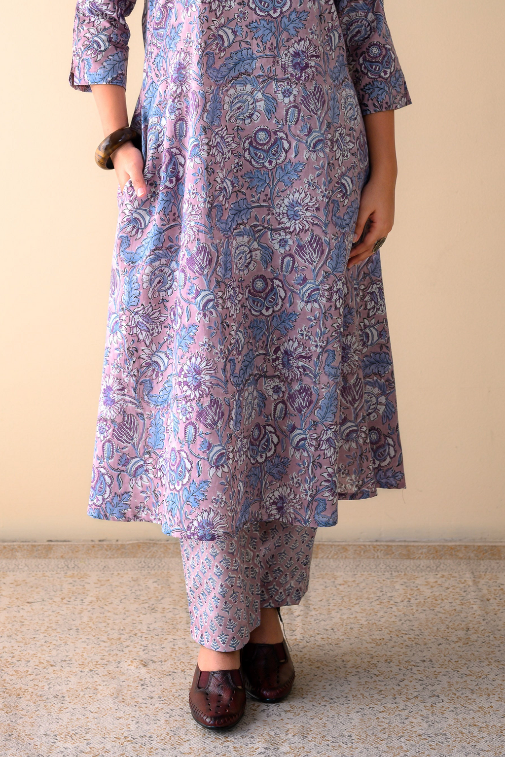 Set of 2- Arzoo Onion Pink Sanganeri Cotton Kurta & Pants Set