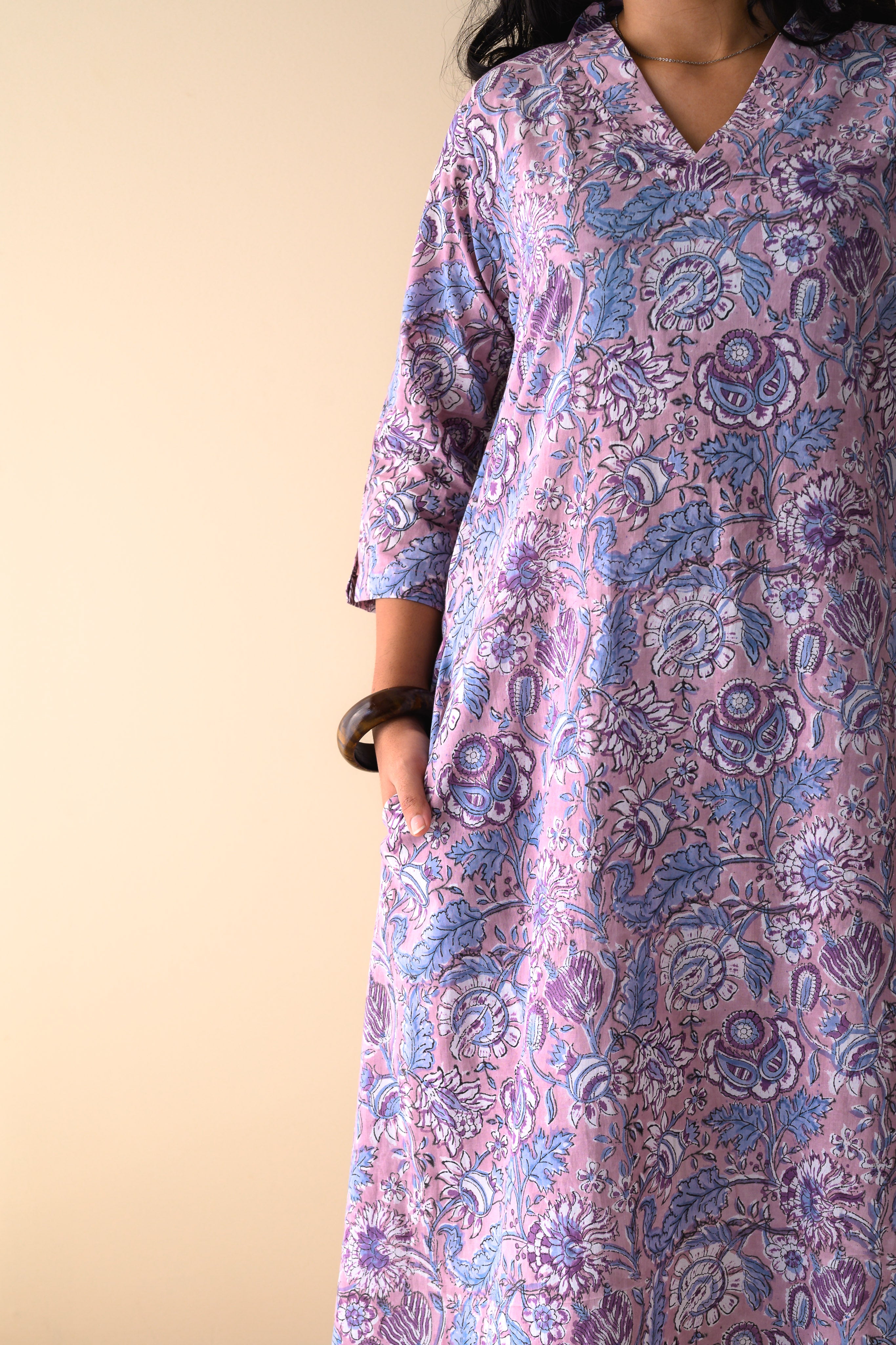 Set of 2- Arzoo Onion Pink Sanganeri Cotton Kurta & Pants Set