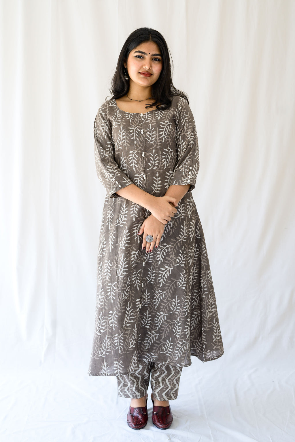 Set of 2- Stone Bagru Aline Kurta & Pants Set