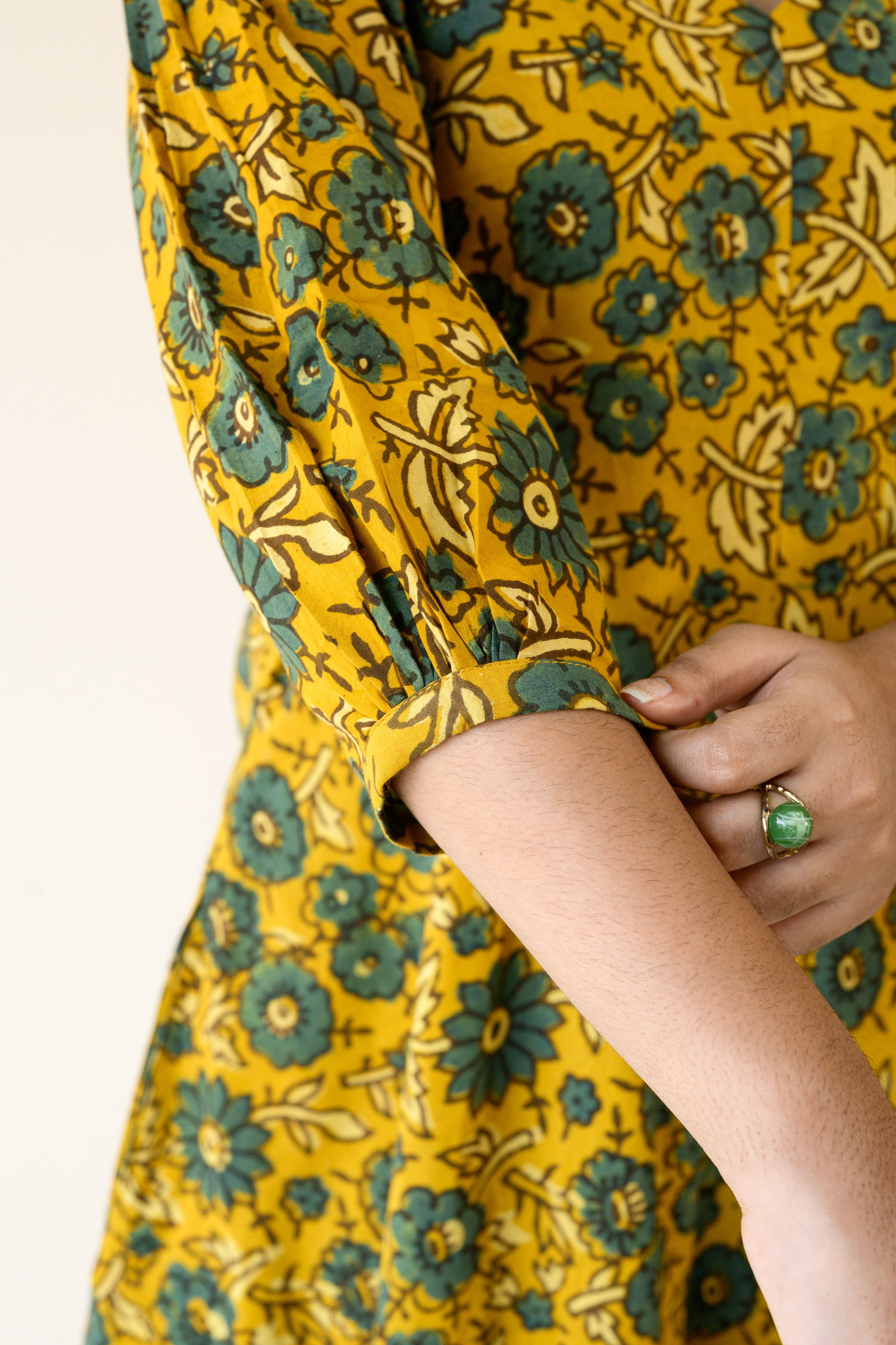 Haldi Blooms Ajrakh Fit & Flare Dress