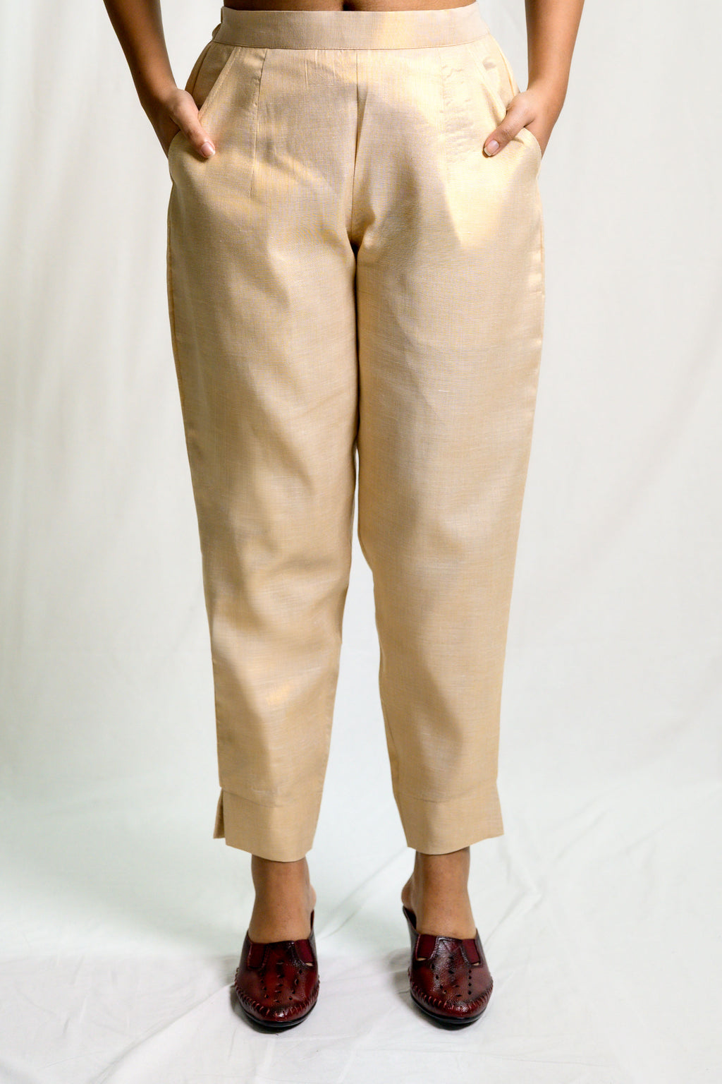 Antique Golden Tissue Pencil Pants