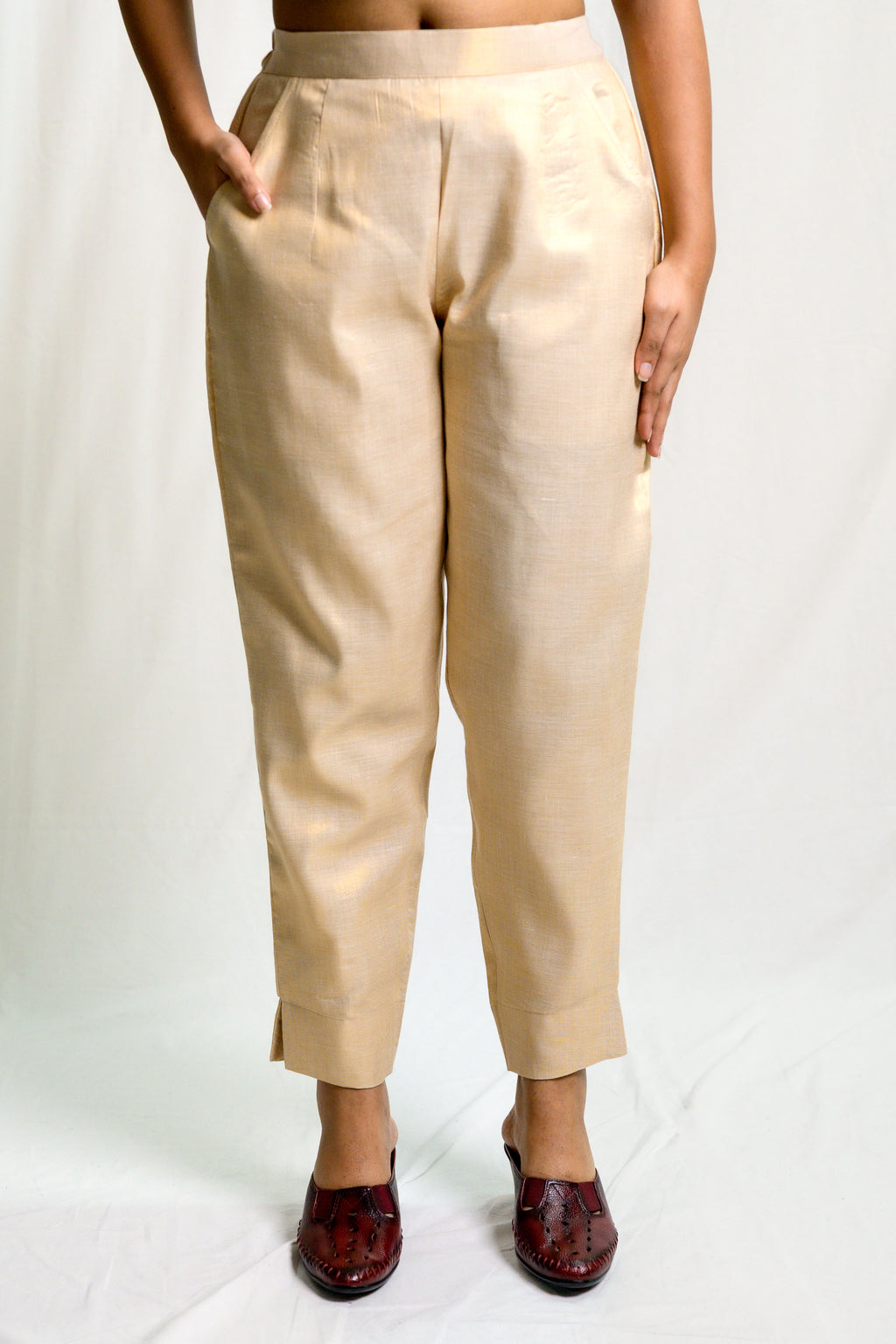 Antique Golden Tissue Pencil Pants
