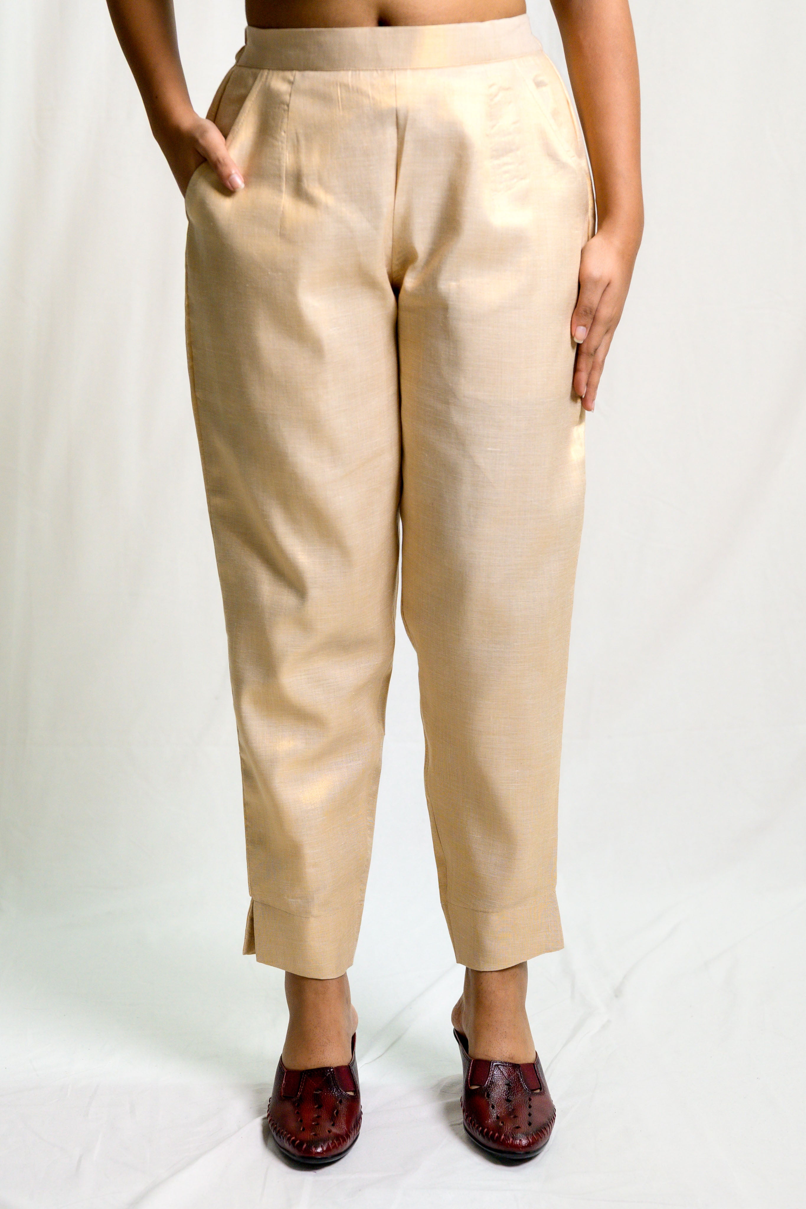 Antique Golden Tissue Pencil Pants