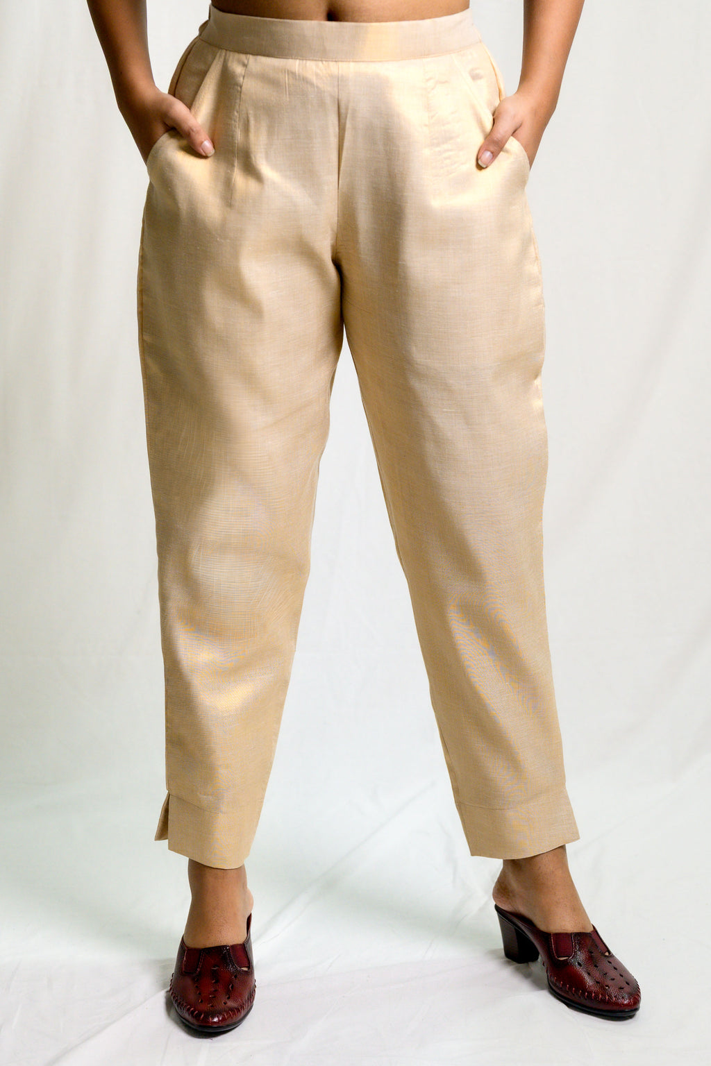 Antique Golden Tissue Pencil Pants