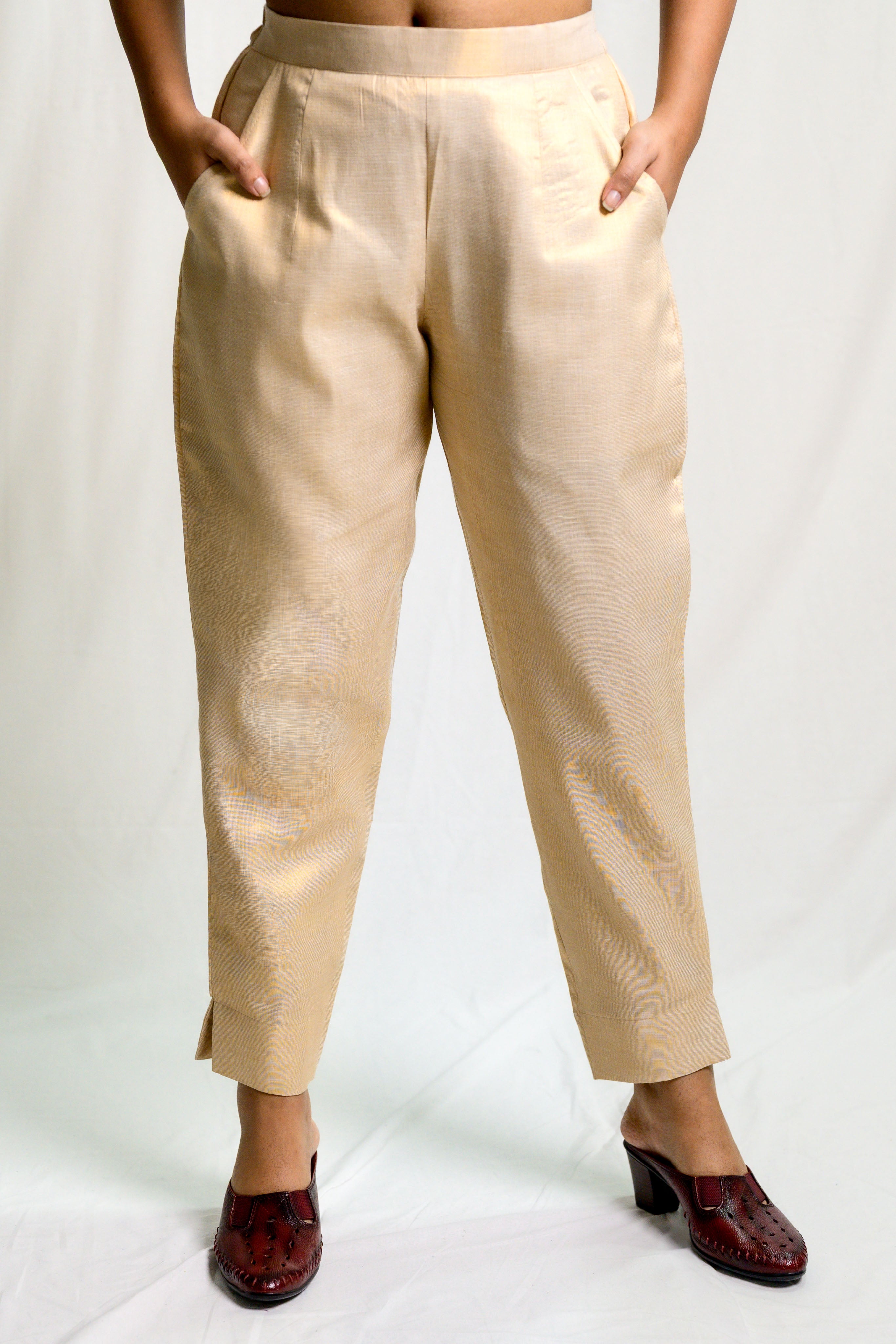 Antique Golden Tissue Pencil Pants
