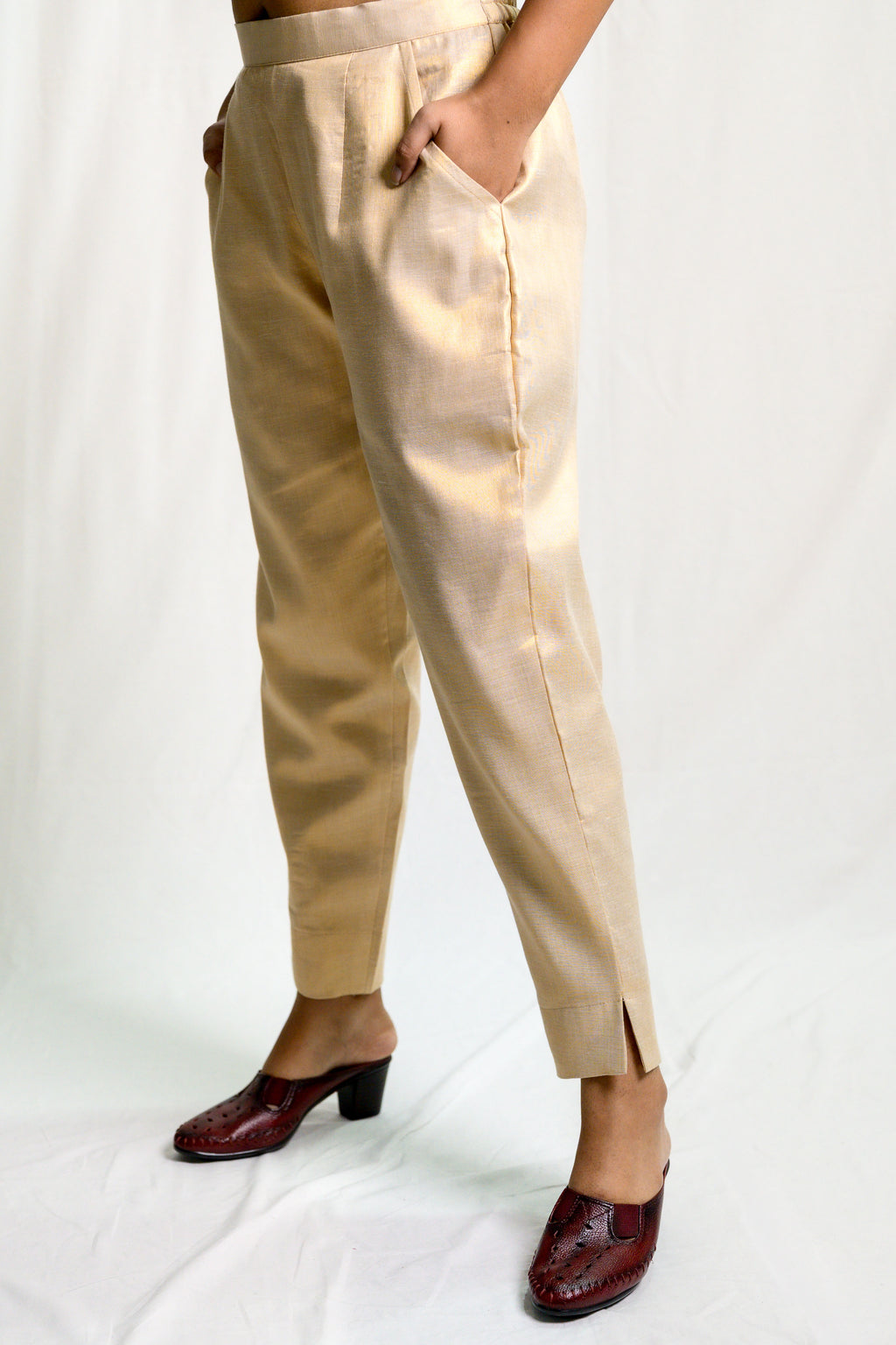 Antique Golden Tissue Pencil Pants