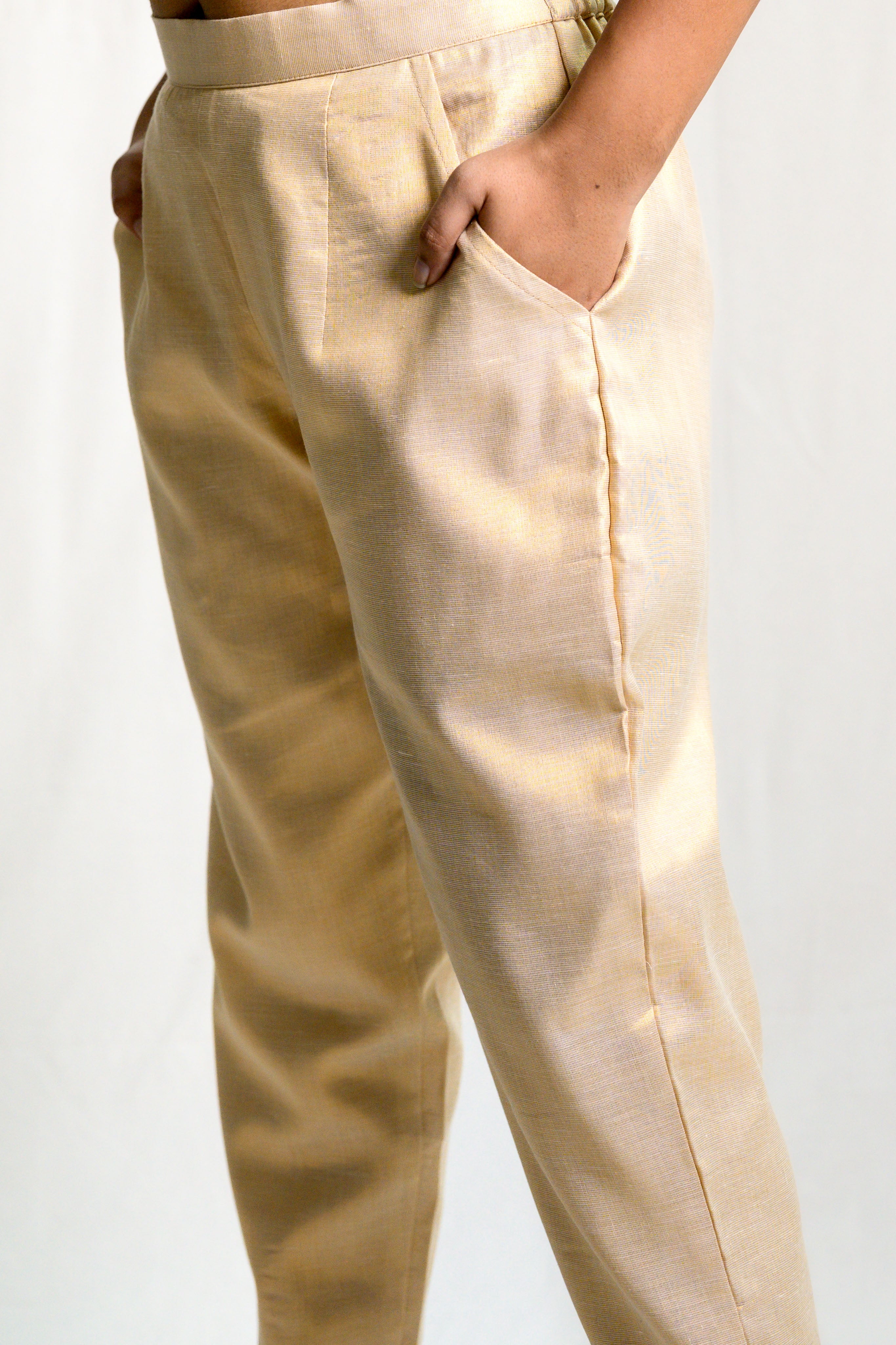 Antique Golden Tissue Pencil Pants