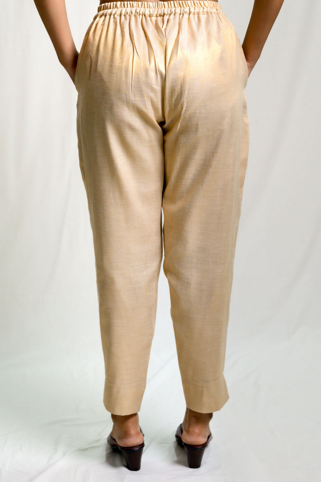 Antique Golden Tissue Pencil Pants